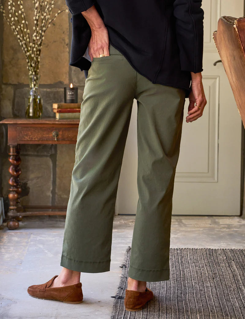 Frank & Eileen Westport Italian Wide Leg Chino Army