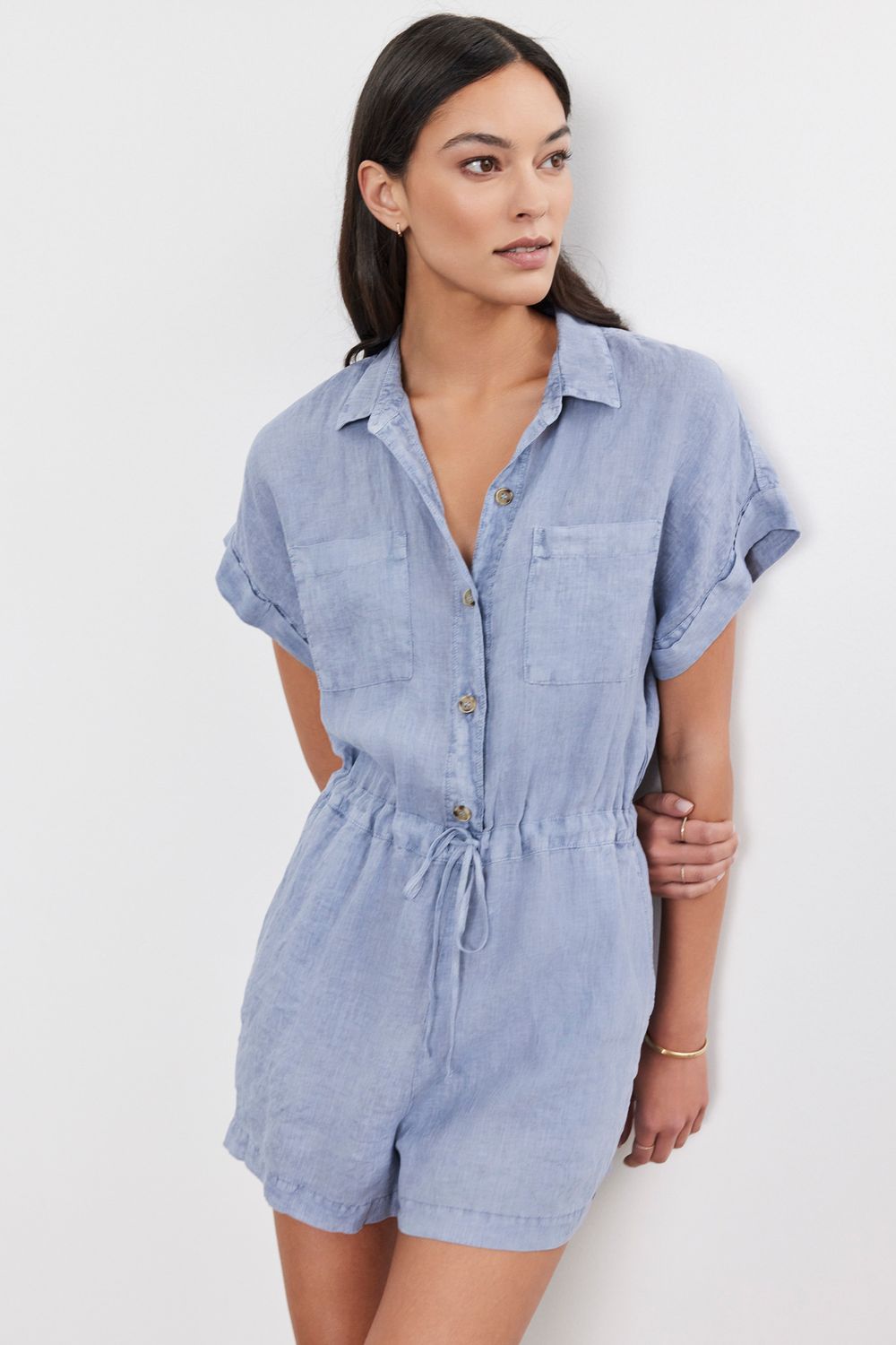 Velvet Clare Short Linen Jumpsuit