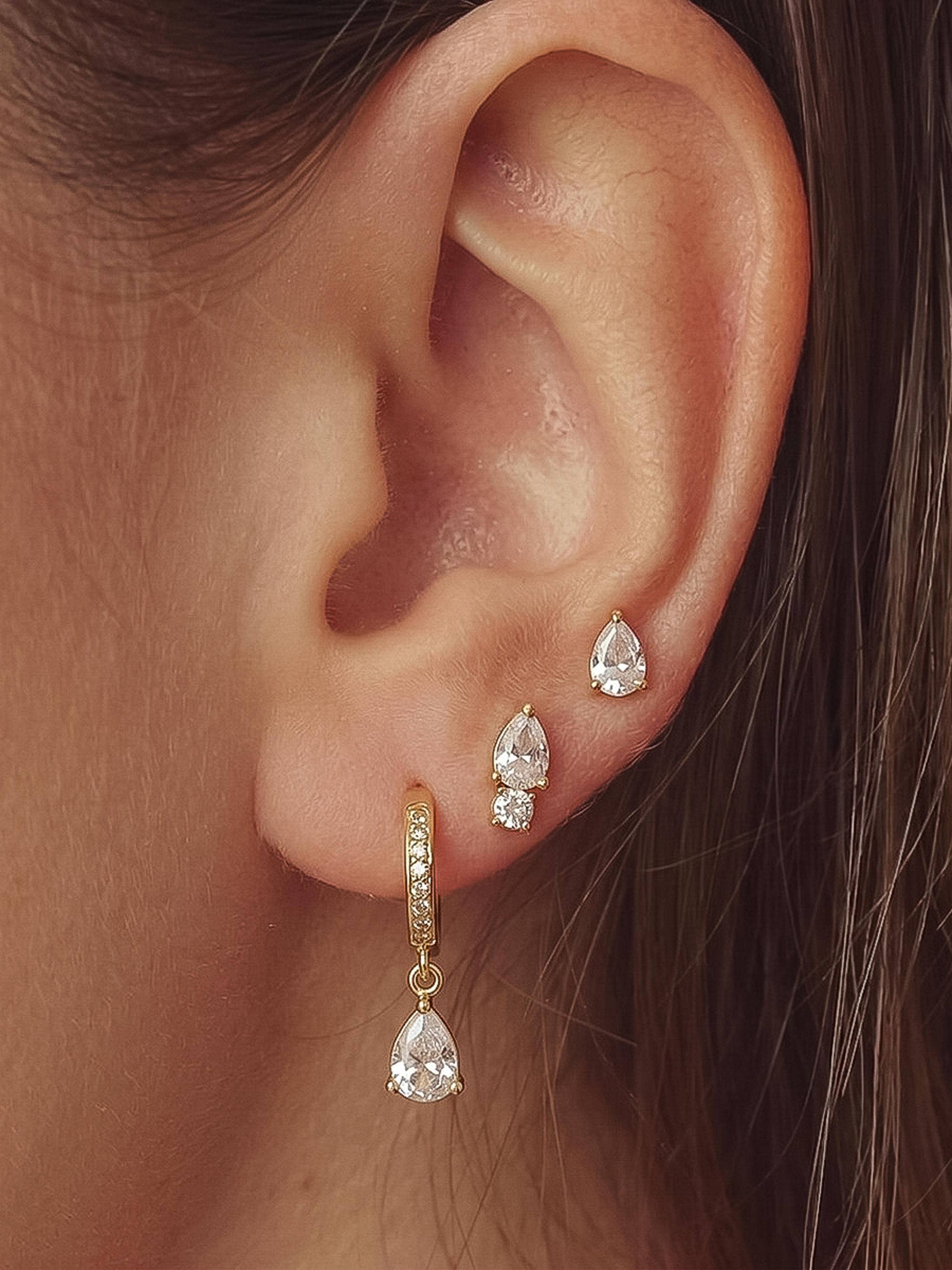 Flânerie Saône 18K Gold CZ Teardrop Earrings Set