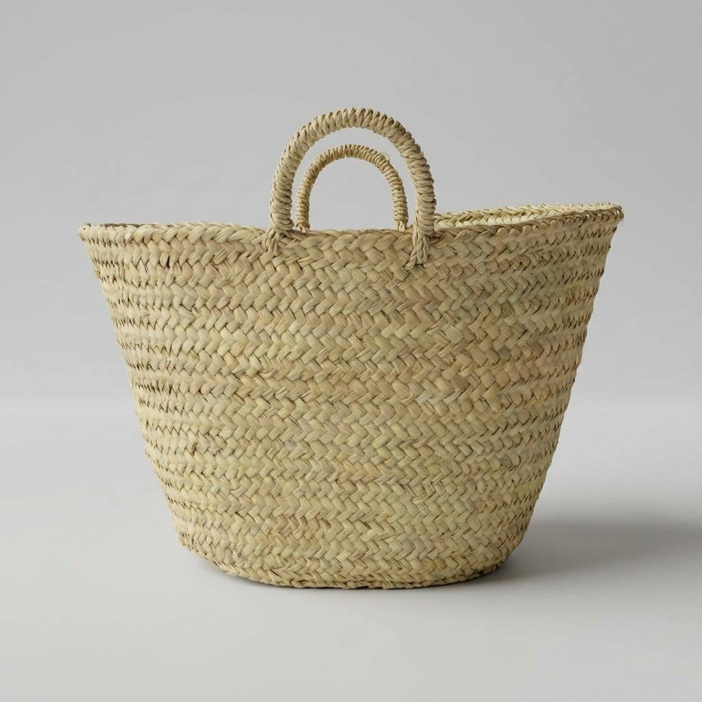 French Basket Bags Natural Handwoven Palm Leaf Market Tote #15