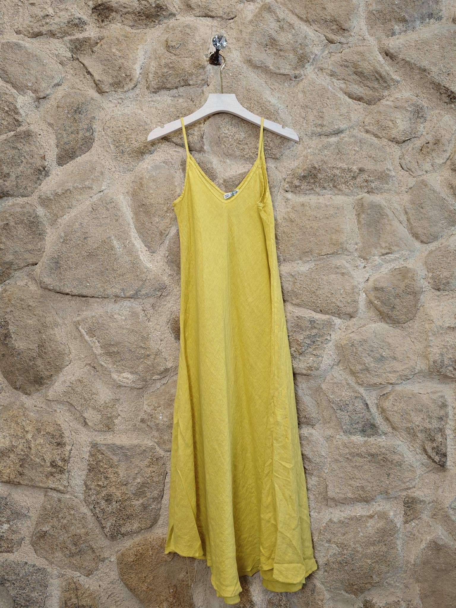 European Linen Thin Strap Long Dress 33221