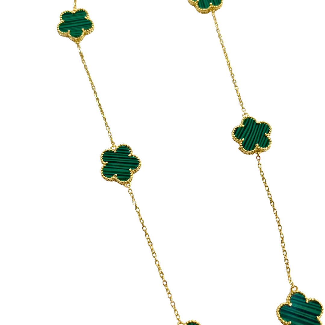 Sahira Adeline Clover Necklace in Malachite Green / 15mm