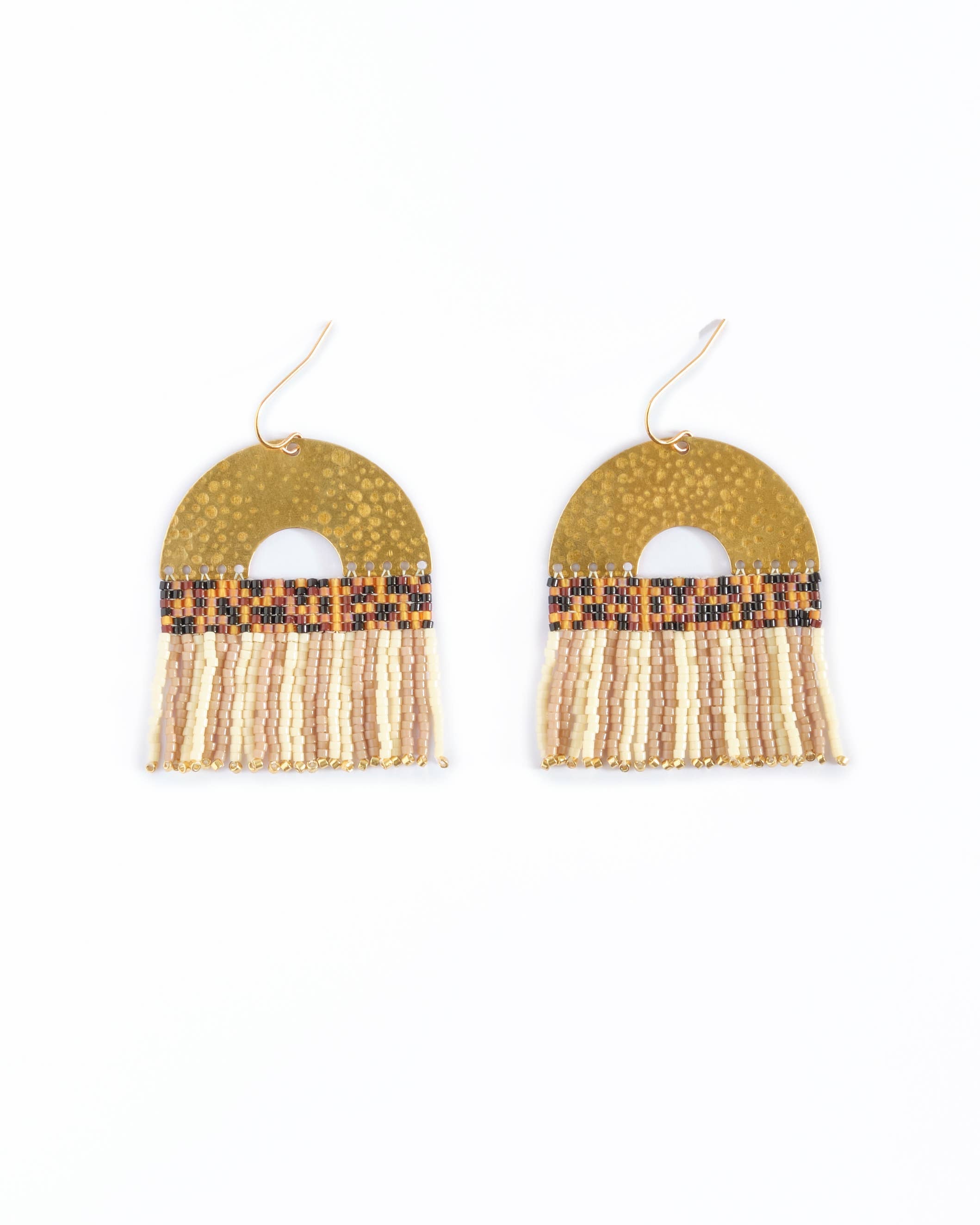 Mayana Beaded Handwoven Striped Fringe Earrings