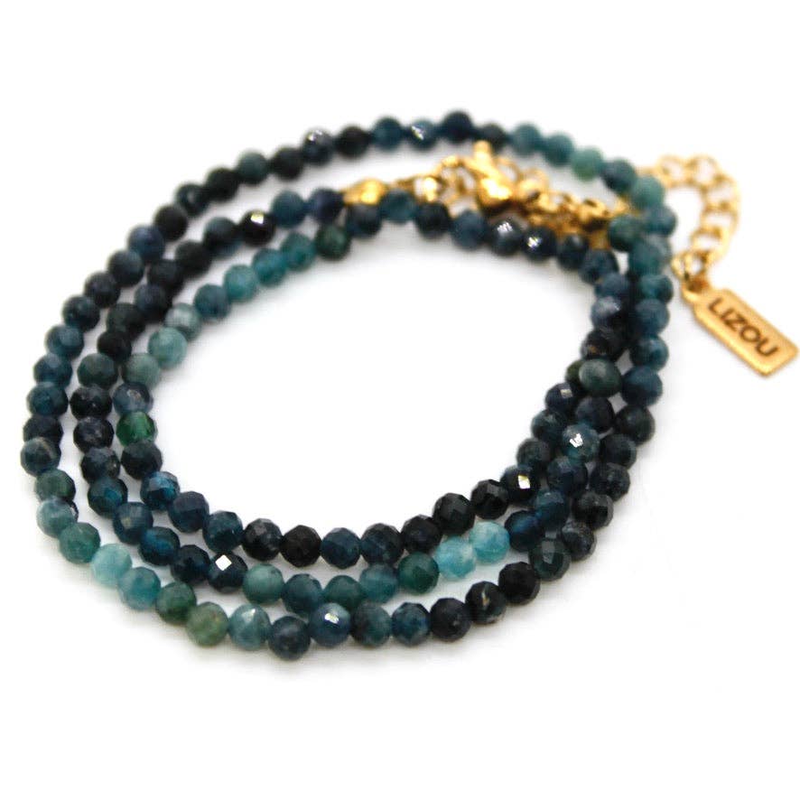 Lizou Gradient Tourmaline Beaded Necklace 16"