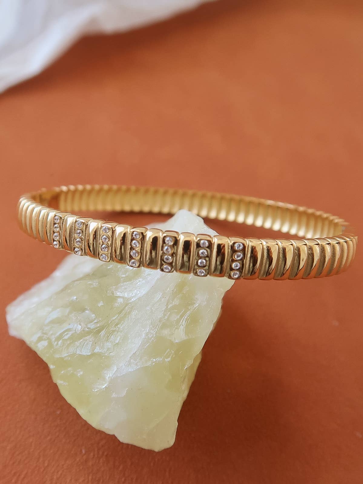 Flânerie Monelle 18K Gold Non-Tarnish CZ Bangle Bracelet