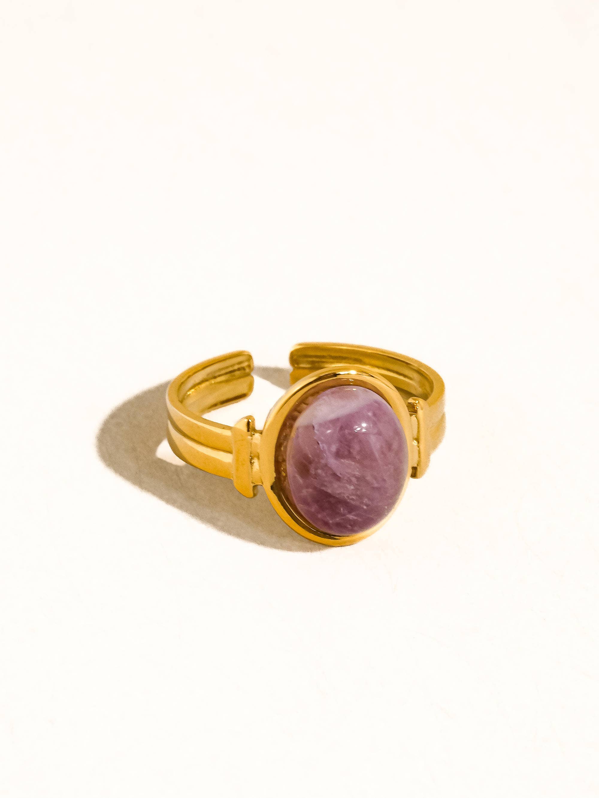Flânerie Jett 18K Gold Non-Tarnish Pink Stone Adjustable Ring