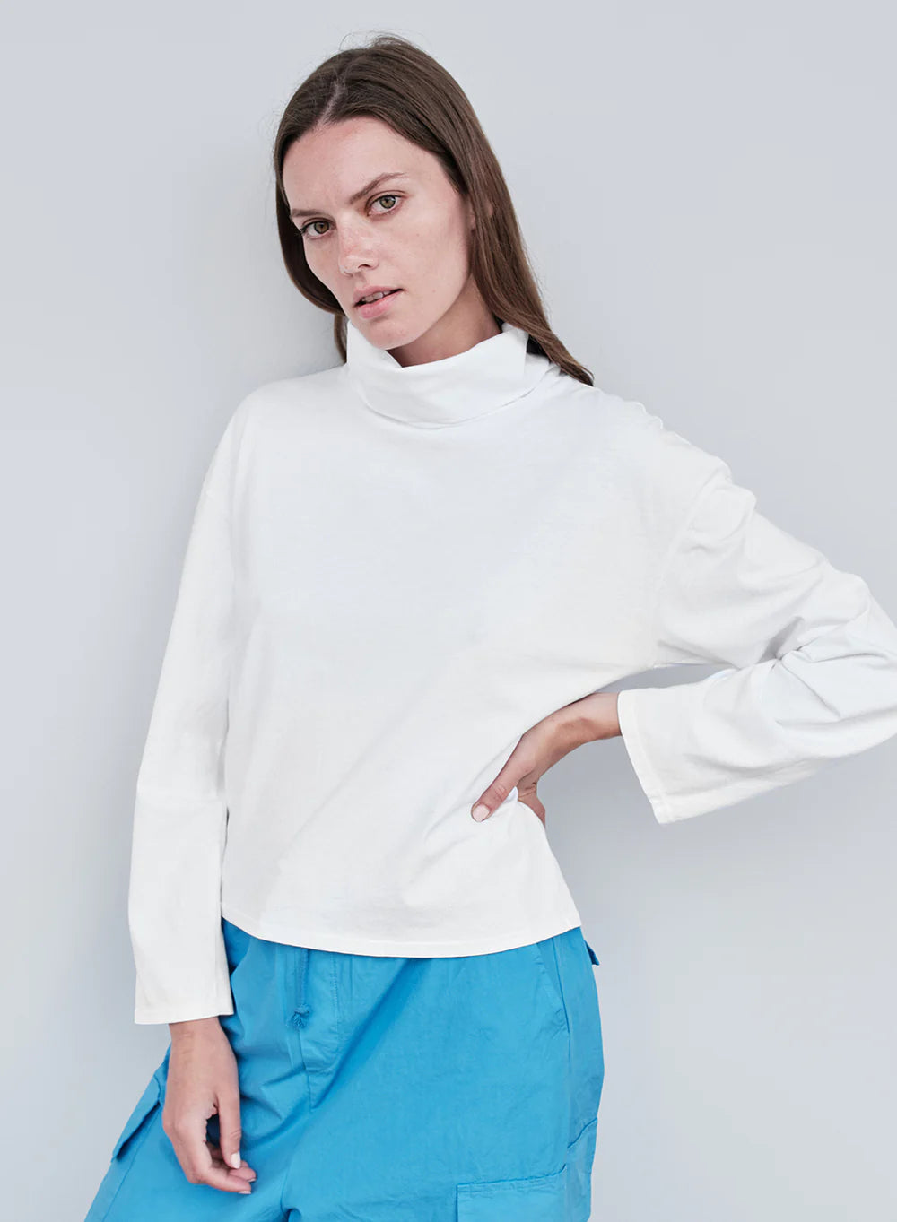 Stateside Cloud Jersey Cowl Neck Cropped Long Sleeve 5283