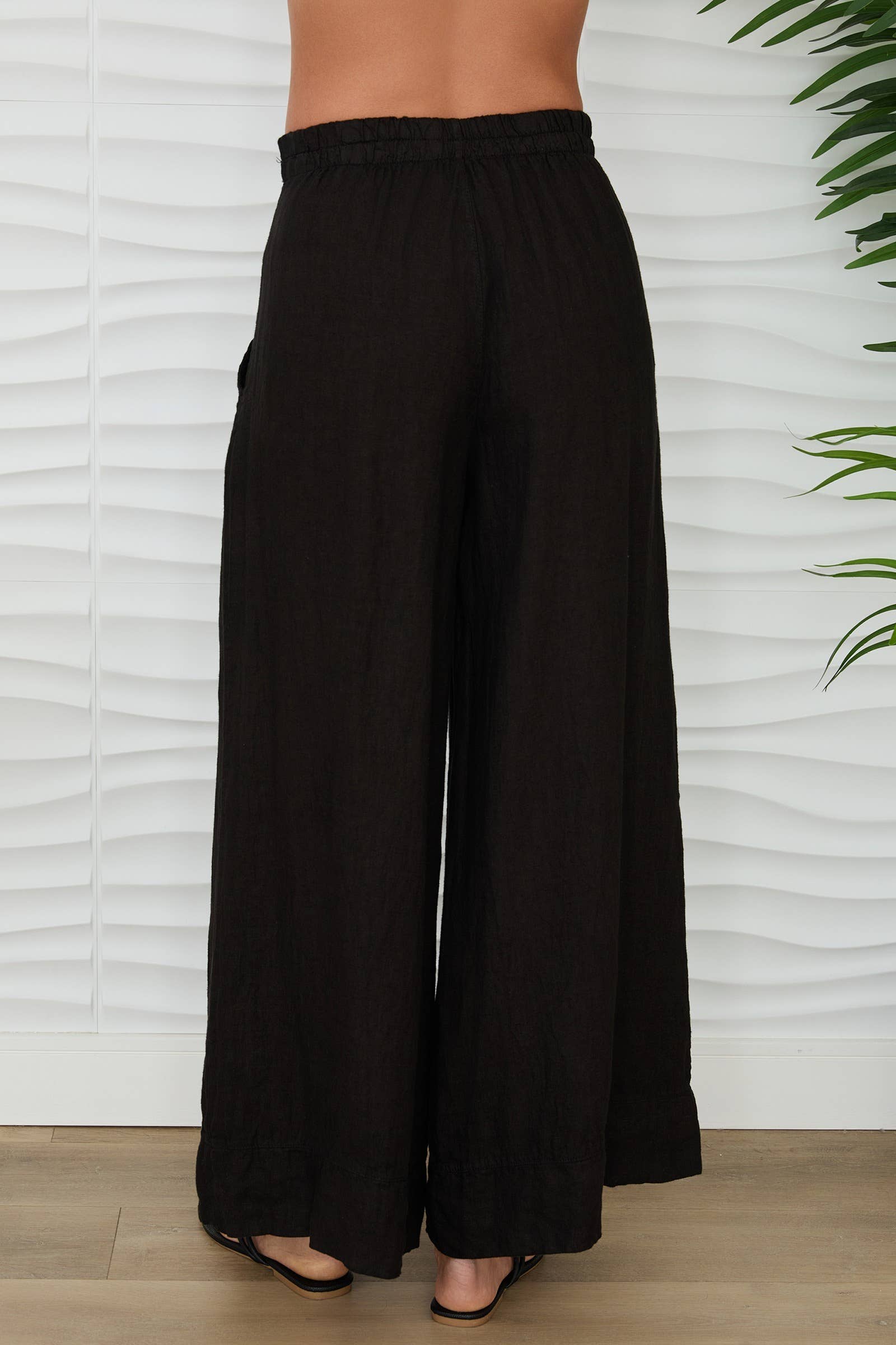 Milio Milano Button Front Palazzo Linen Pant 15505