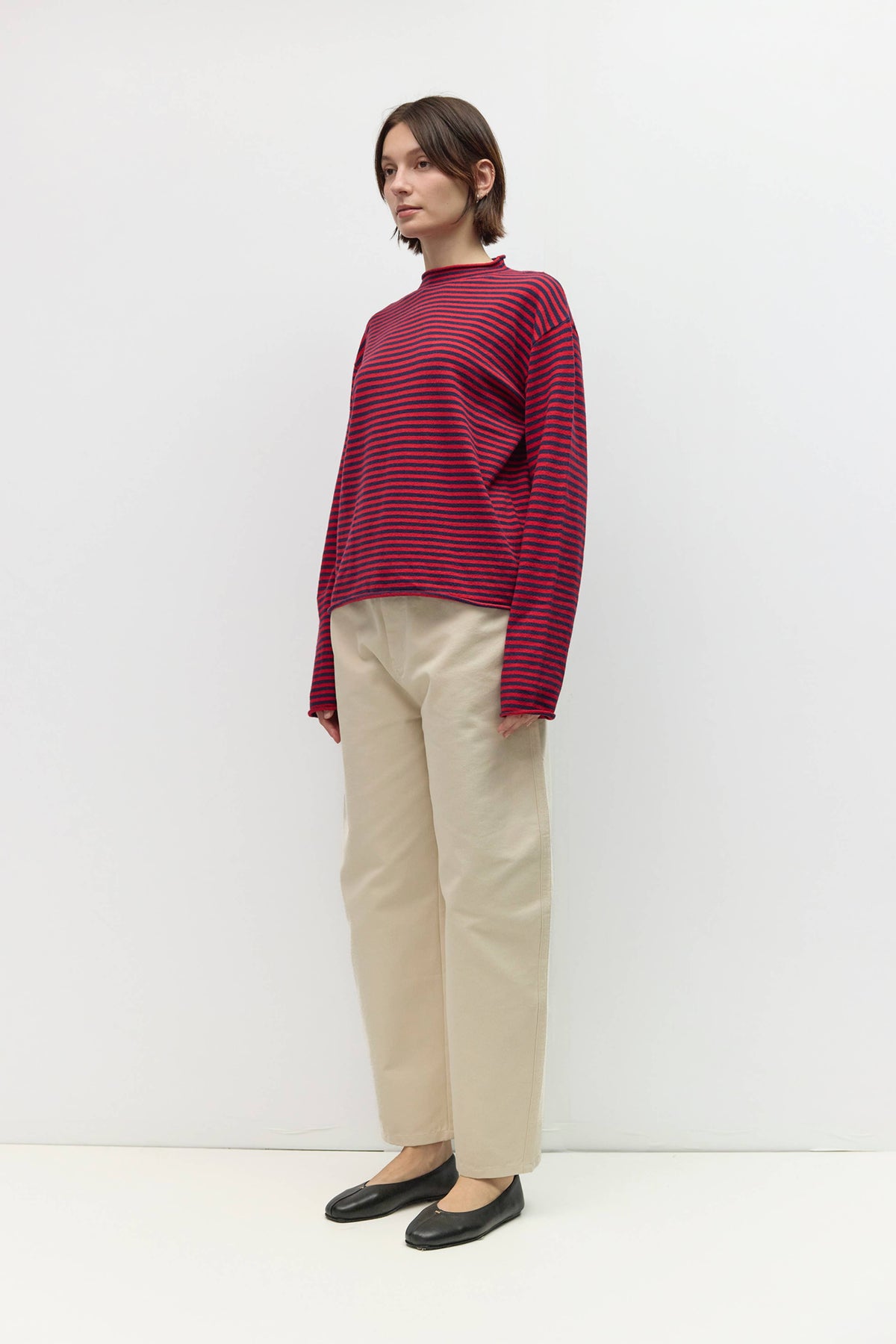 All Row The Cierra Sweater | Striped Mockneck Sweater