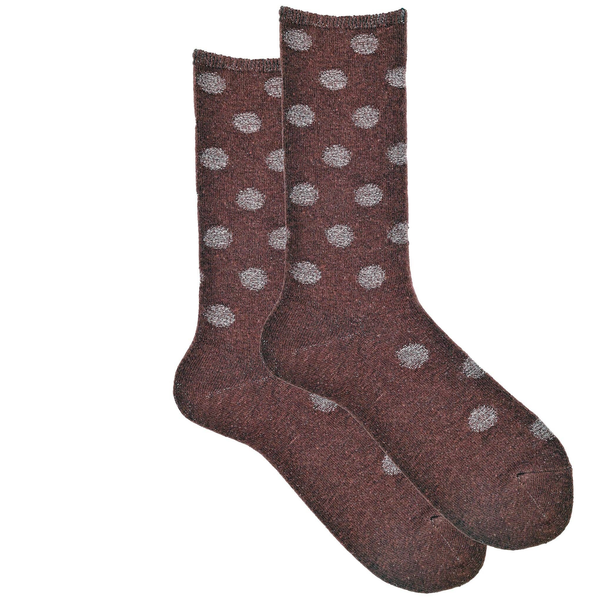 iLux Condotta Cashmere Silk Reverse Dot Crew Socks 1713