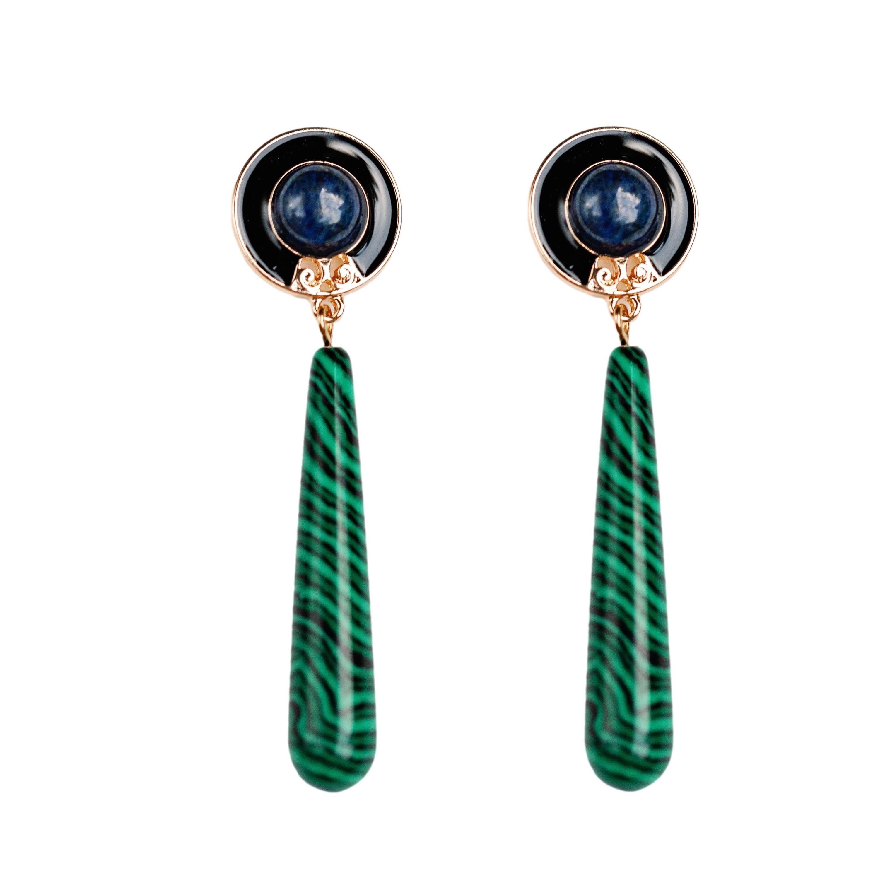 St Armand’s Lapis and Malachite Drop Earrings SAD319