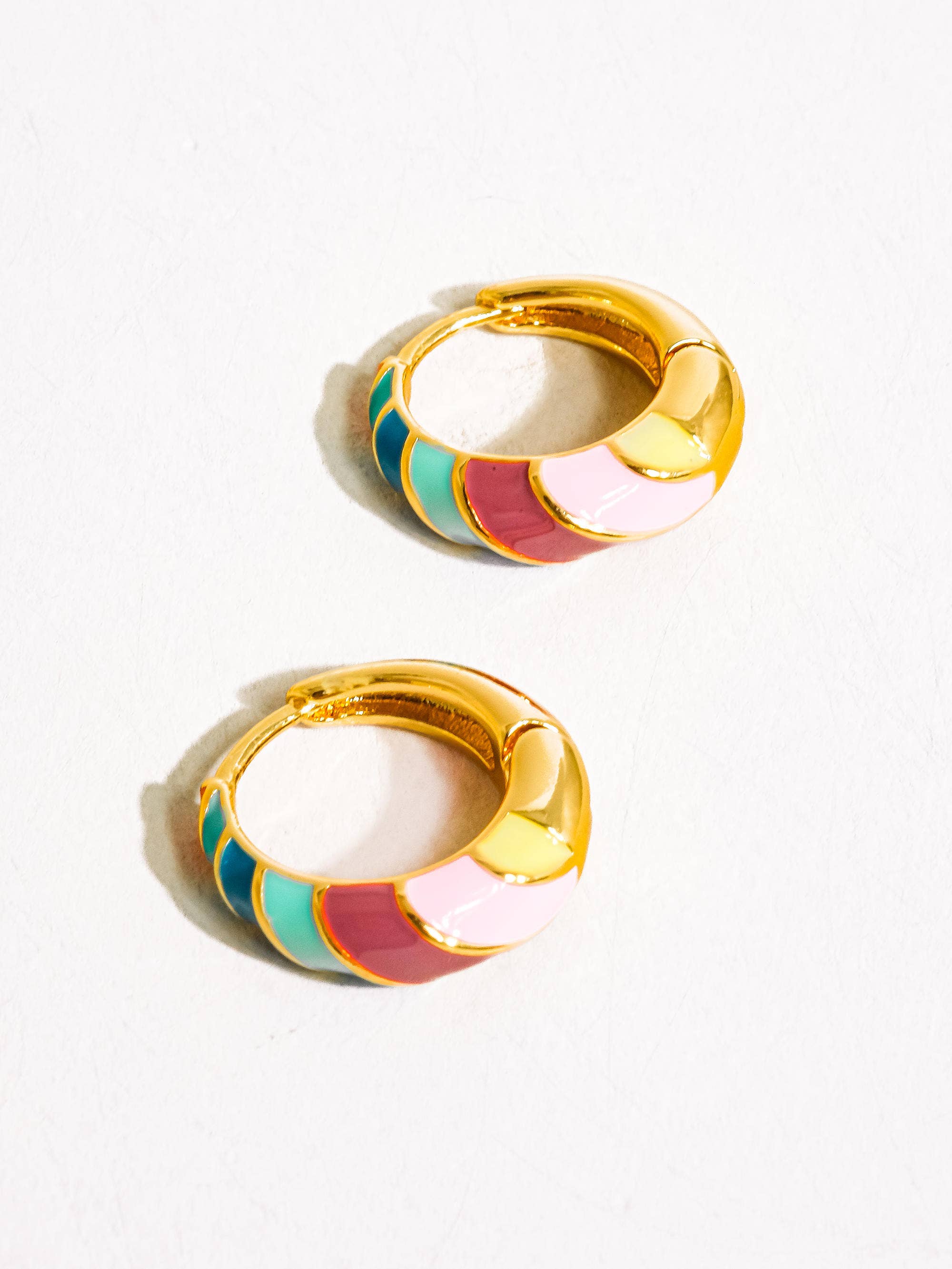 Flanerie Paloma 18K Gold Colorful Striped Hoop Earring