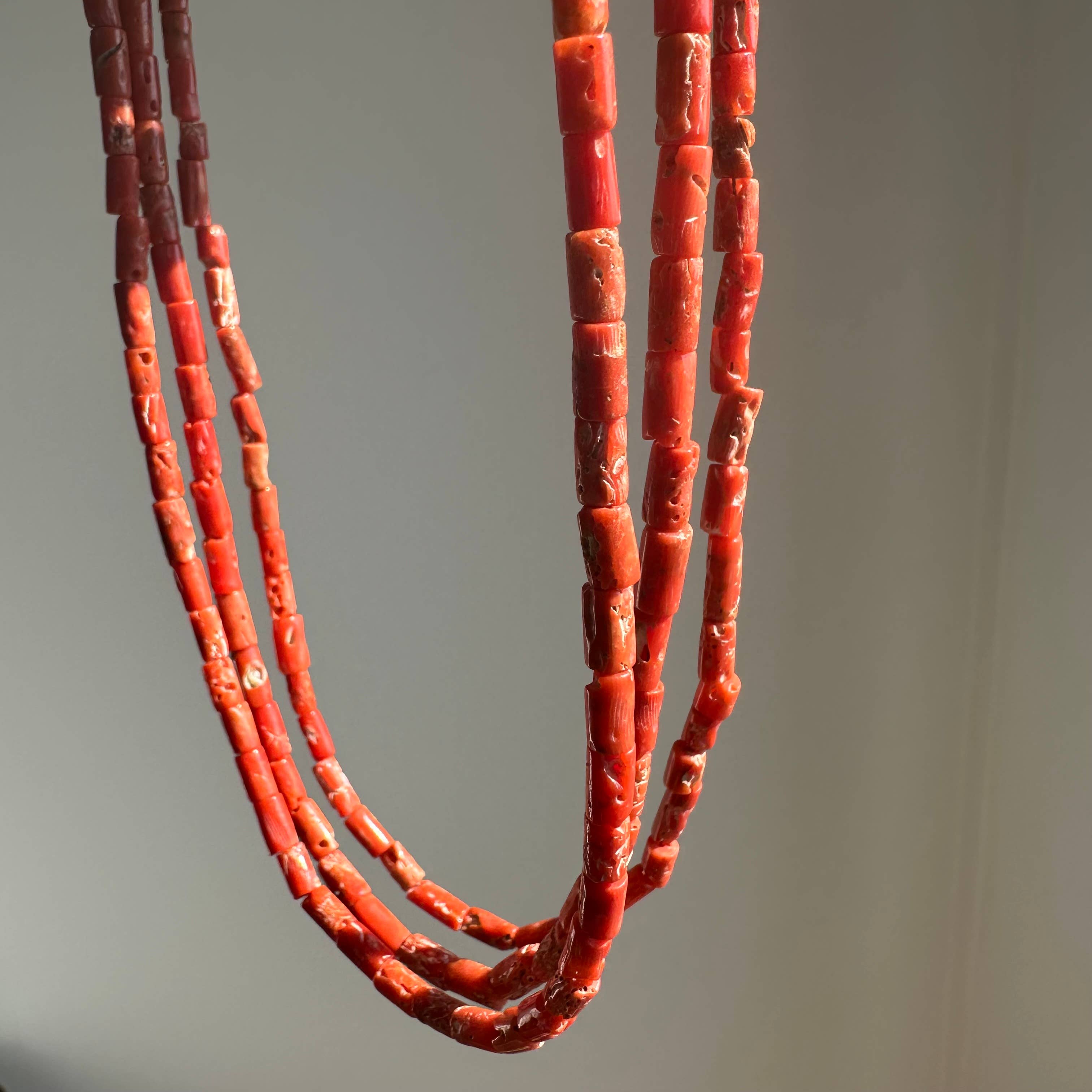 Anokhi Green Italian Coral Tube Bead Necklace