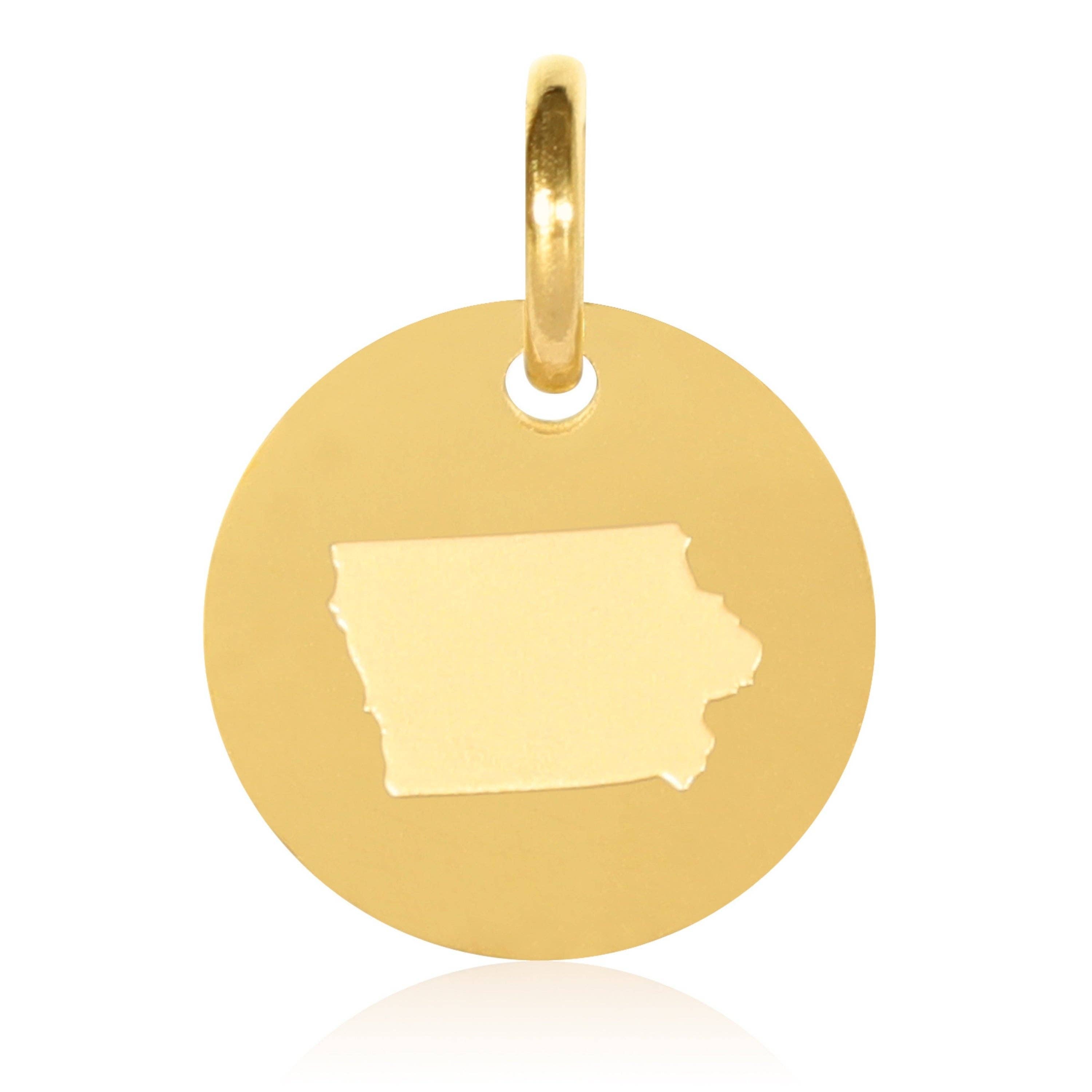 Stone Armory Iowa Map Engraved Charm Necklace - 18K Gold Plate