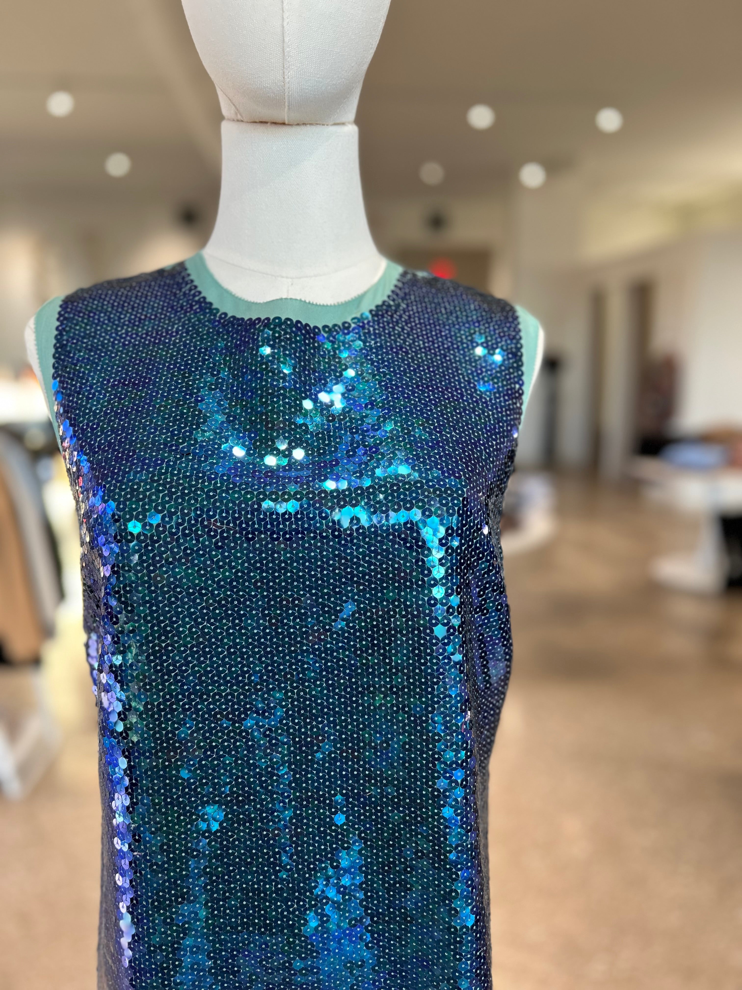 Paris Flea Market #41 Marc by Marc Jacobs Aqua Sequin Silk Mini Dress