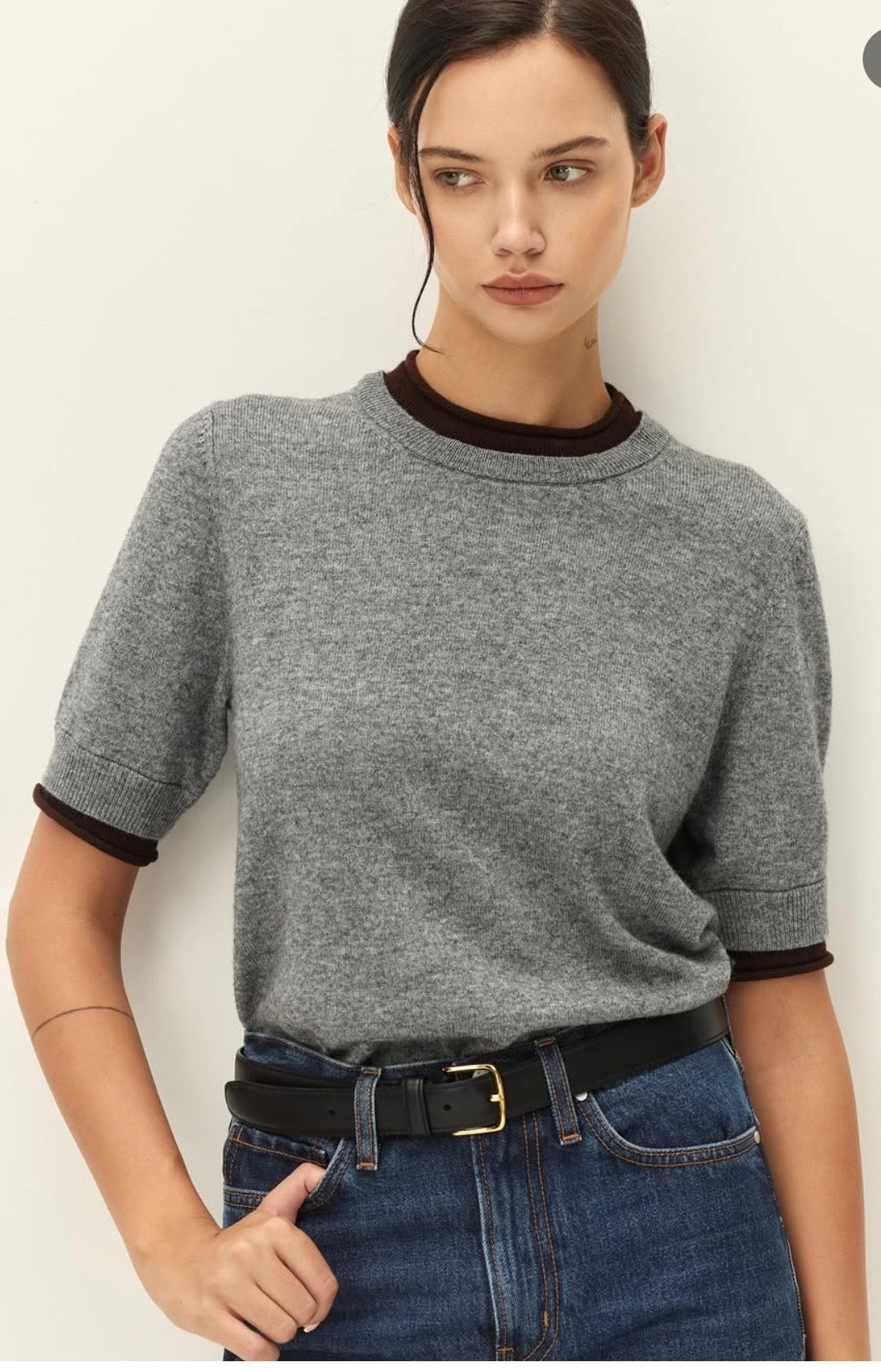 Elodie Sloane Contrast Crewneck Sweater