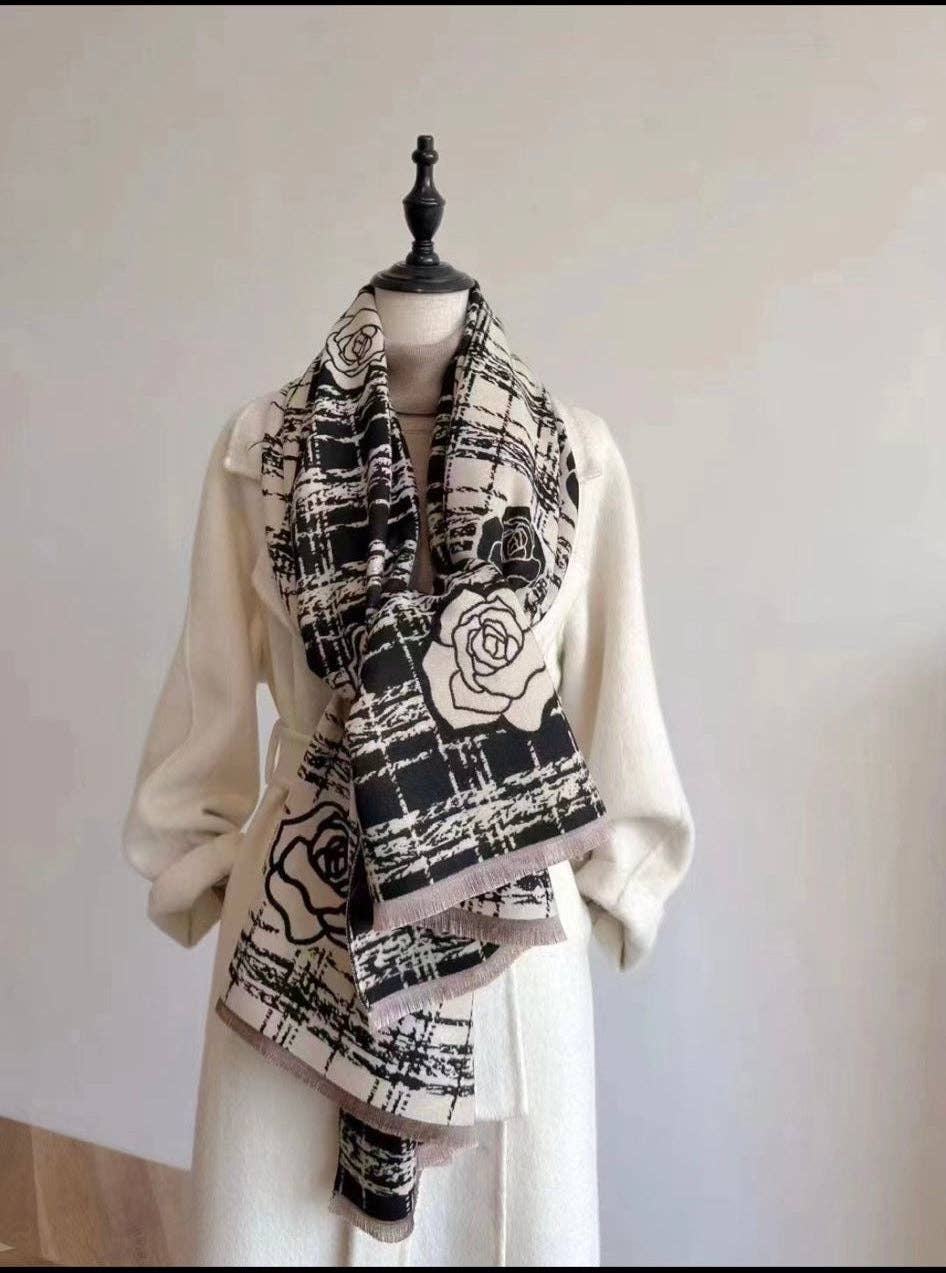 Thames Rose Patterned Winter Scarf