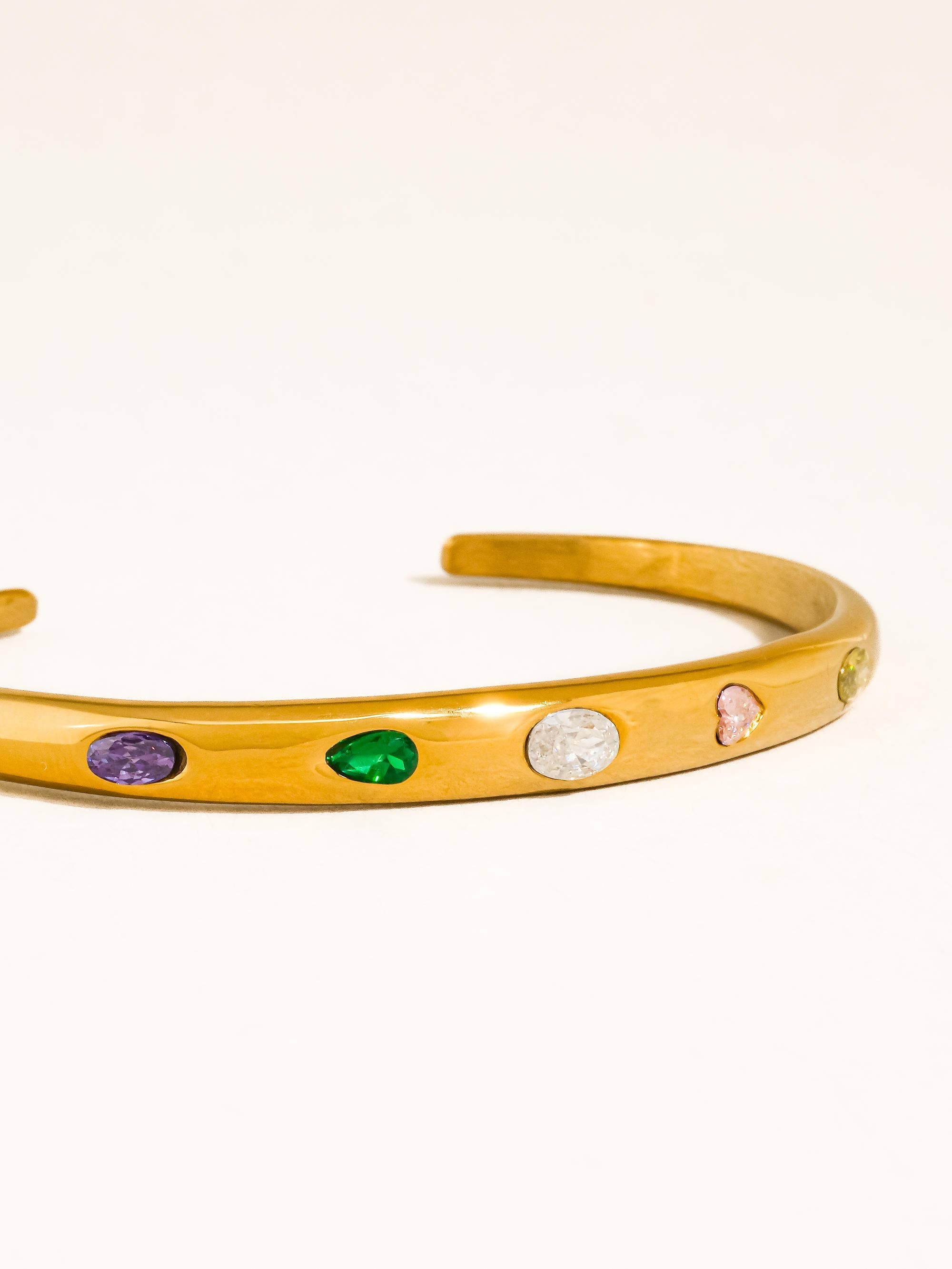 Flânerie Juneau 18K Gold Non-Tarnish Multicolor CZ Bangle