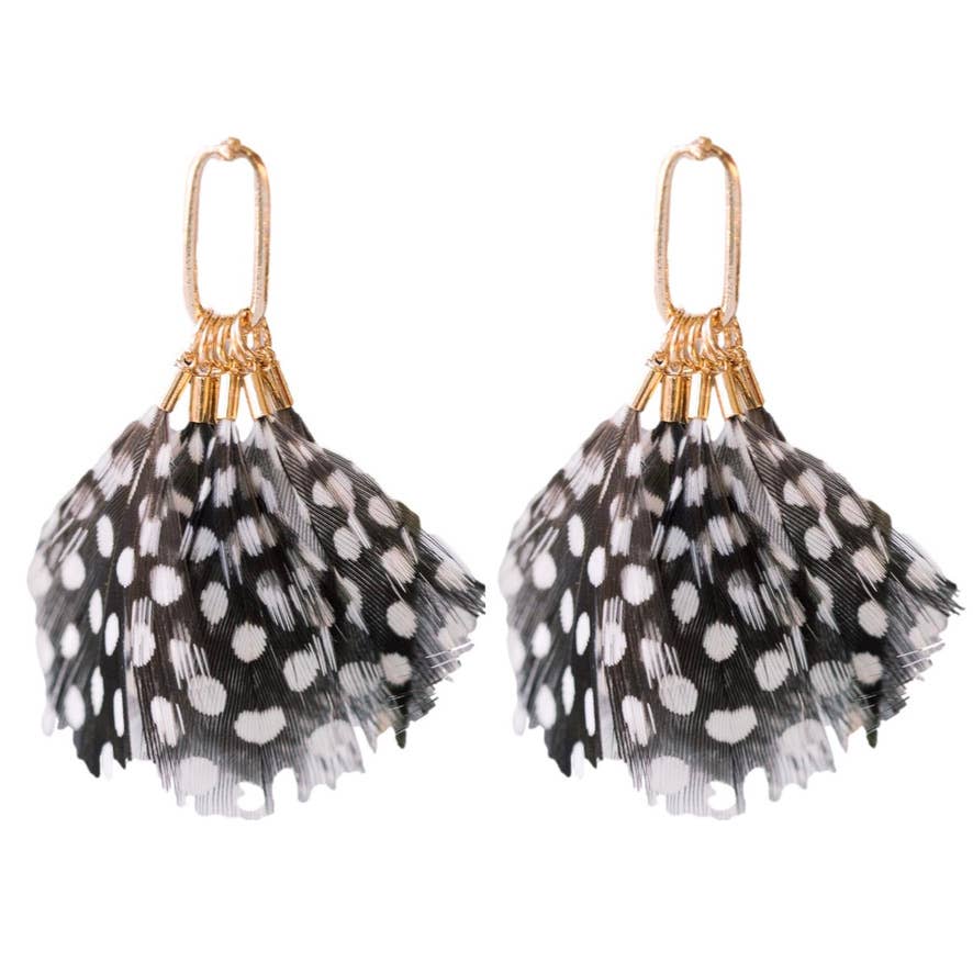 St. Armands Spotted Feather Statement Tassel Earrings
