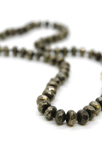 Lizou Hand-Knotted 18"Faceted Pyrite Beaded Necklace