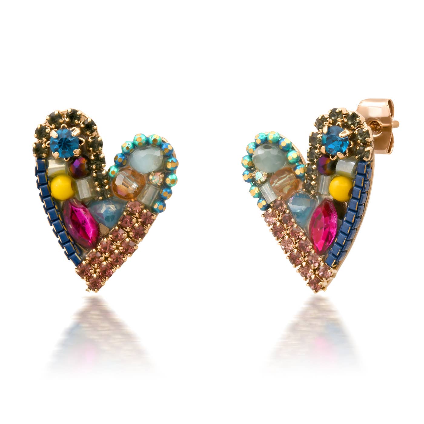 Tai Mixed Media Heart Studs HHE-04