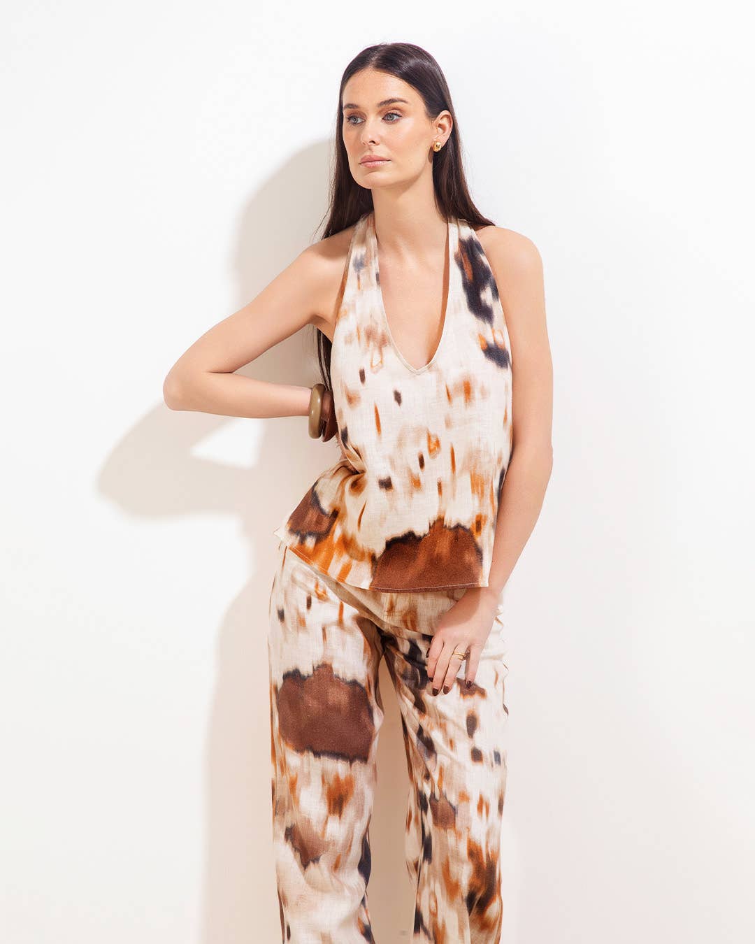 Maria la Paz Oxford Halter Top Monet Chocolate Linen