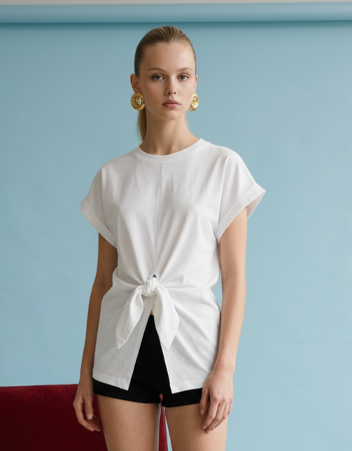Heyson Front Knot Short Sleeve Knit Top SOT1375