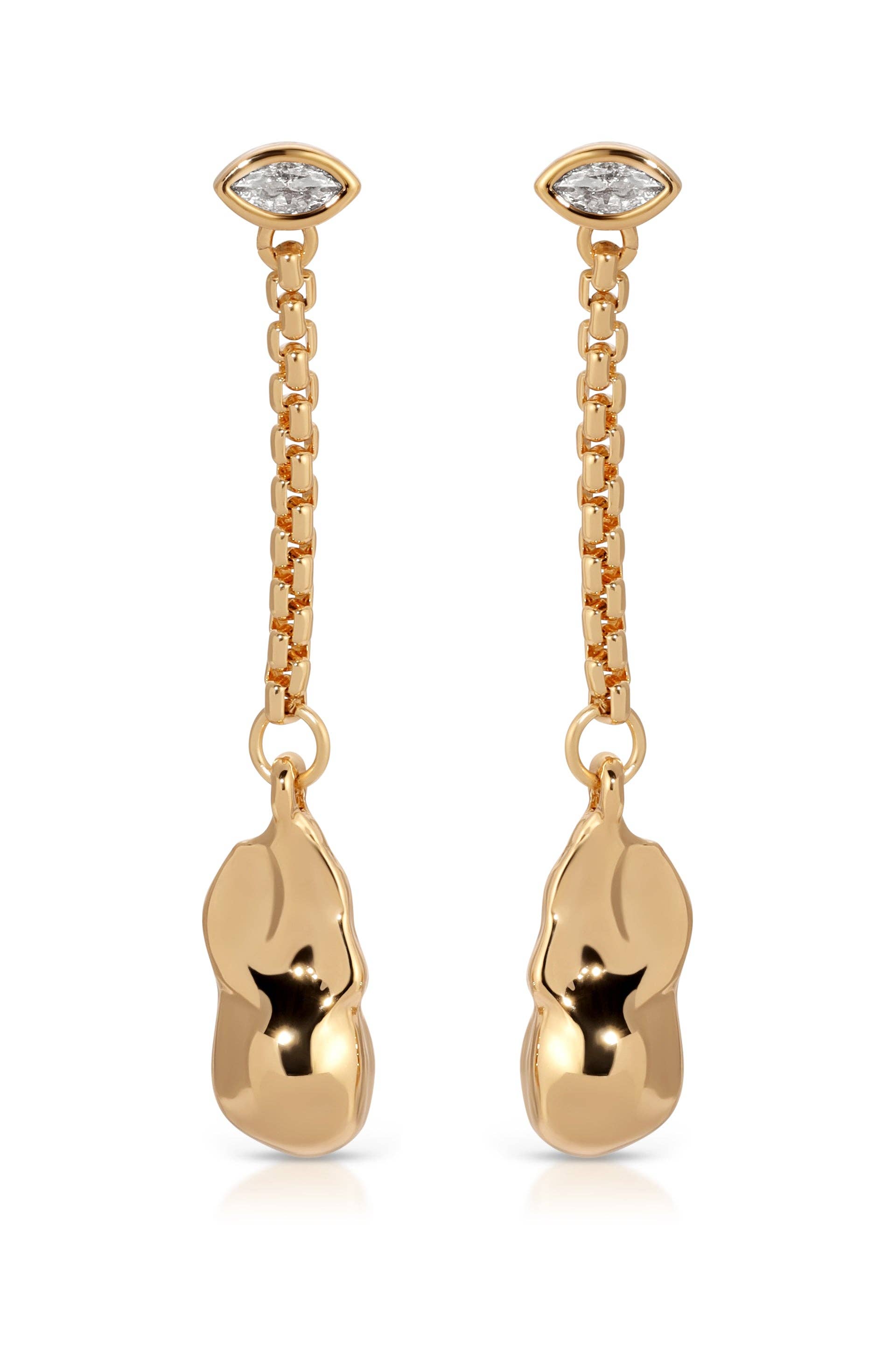 Ettika Drop Chain Hammered Earring