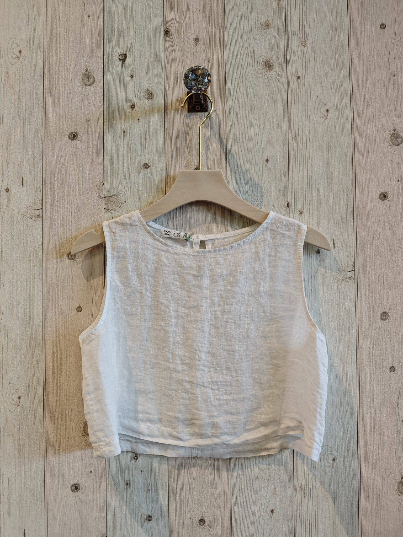 European Linen Cropped Tank Top 33204