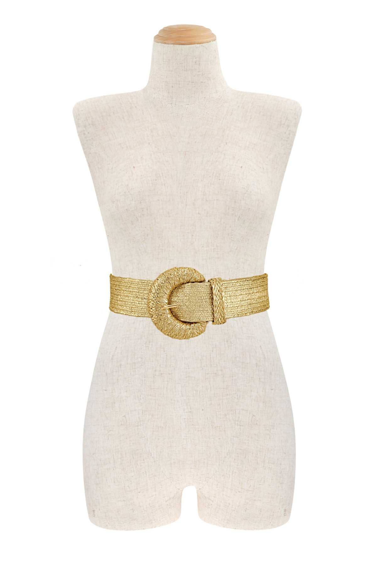 Thames Half Circle Buckle Metallic Straw Belt IW50116