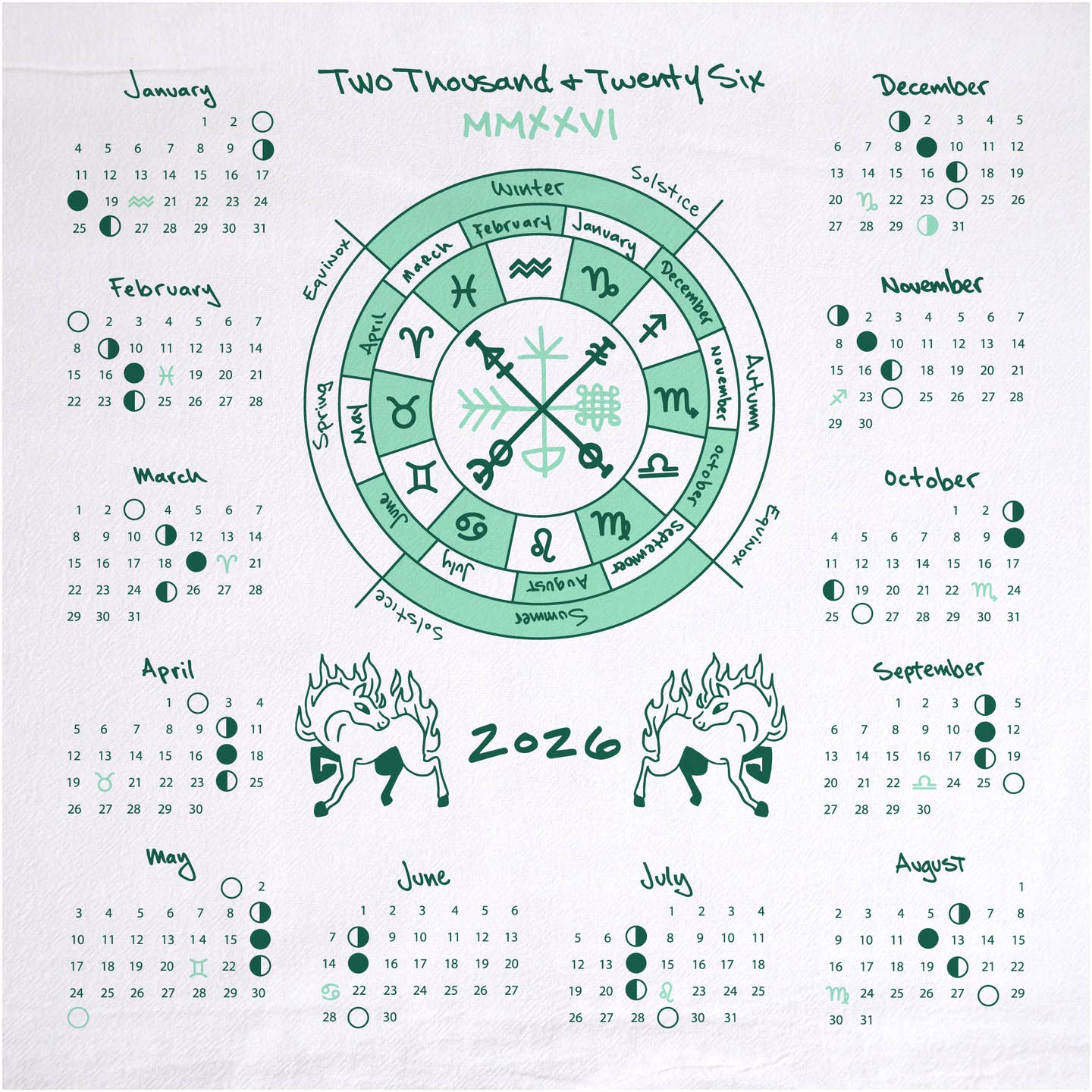 Girls Can Tell 2026 Lunar Calendar Tea Towel