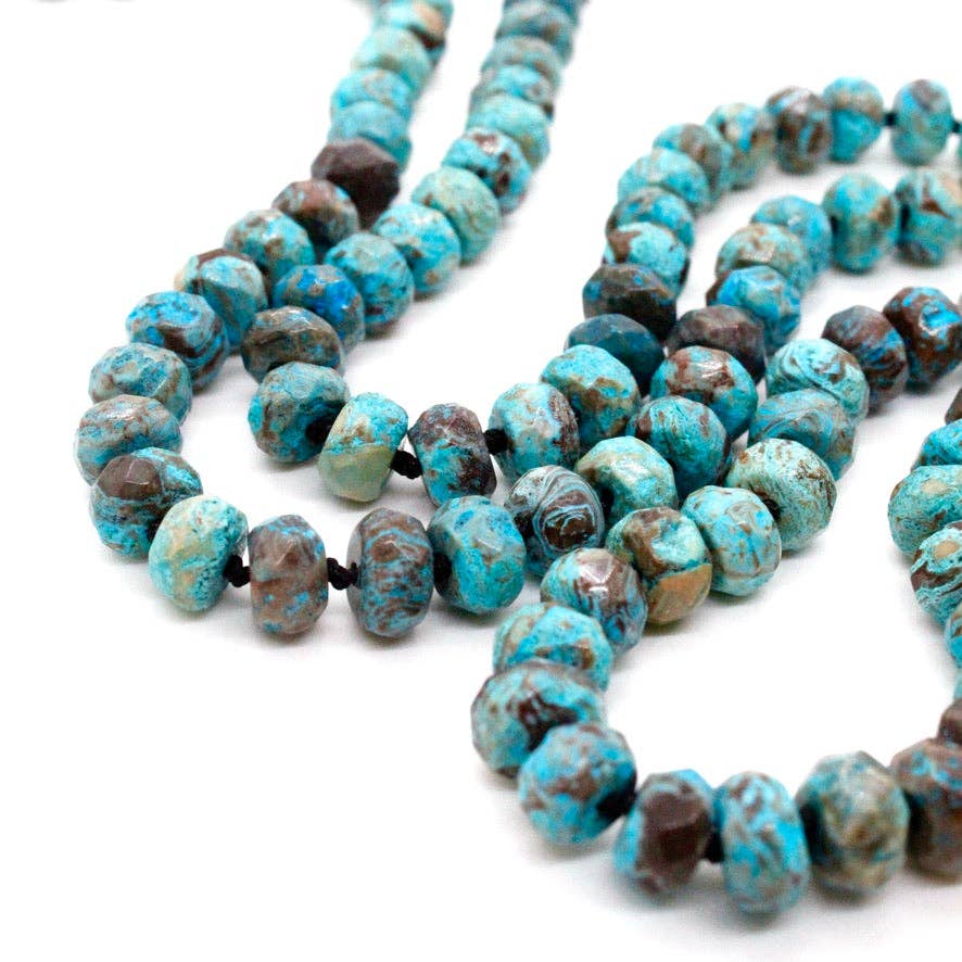 Lizou Hand-Knotted Long Faceted Jasper Beaded Necklace #2