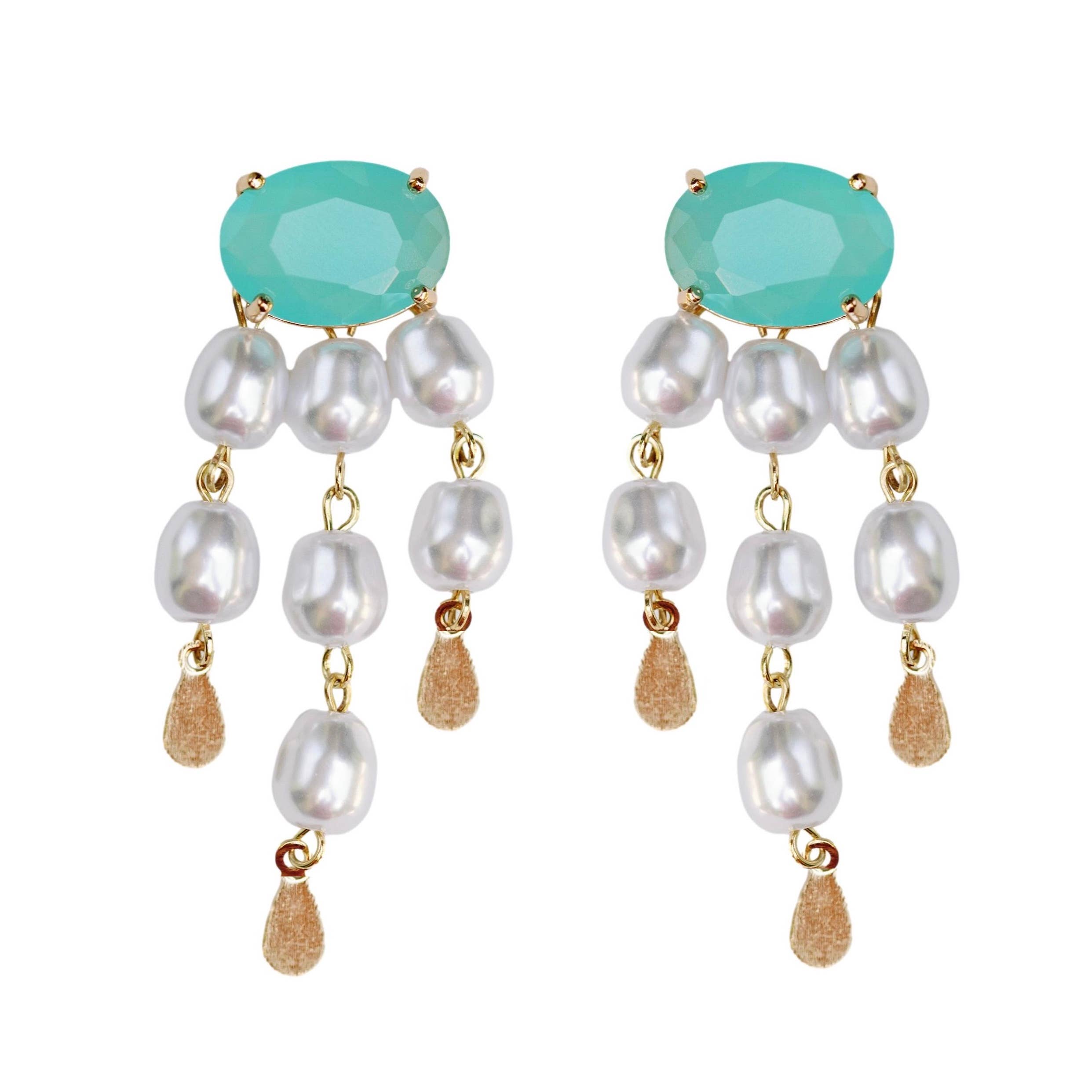 St. Armands Seaglass and Pearl Tassel Earrings SAD345