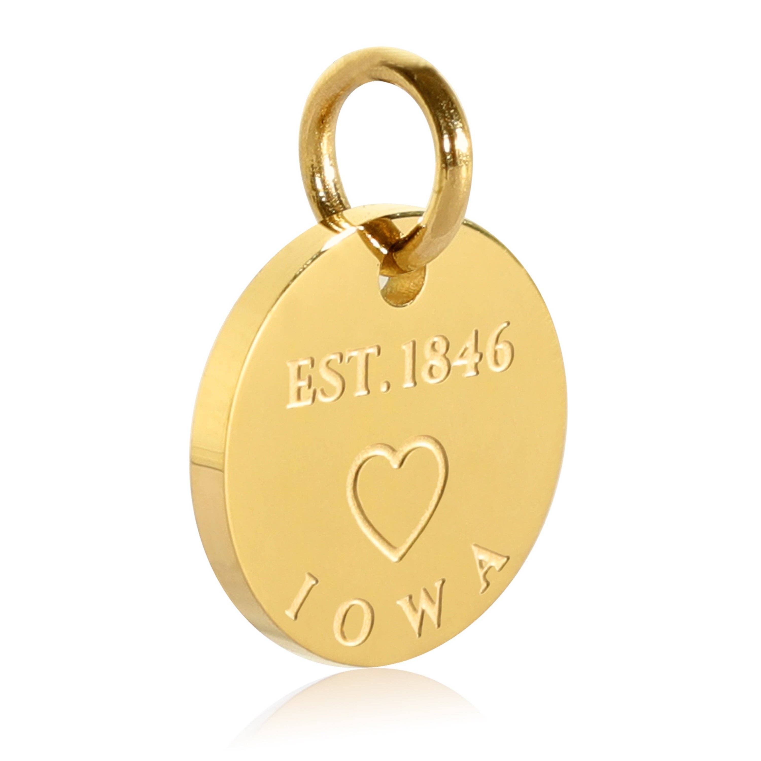 Stone Armory Iowa Map Engraved Charm Necklace - 18K Gold Plate
