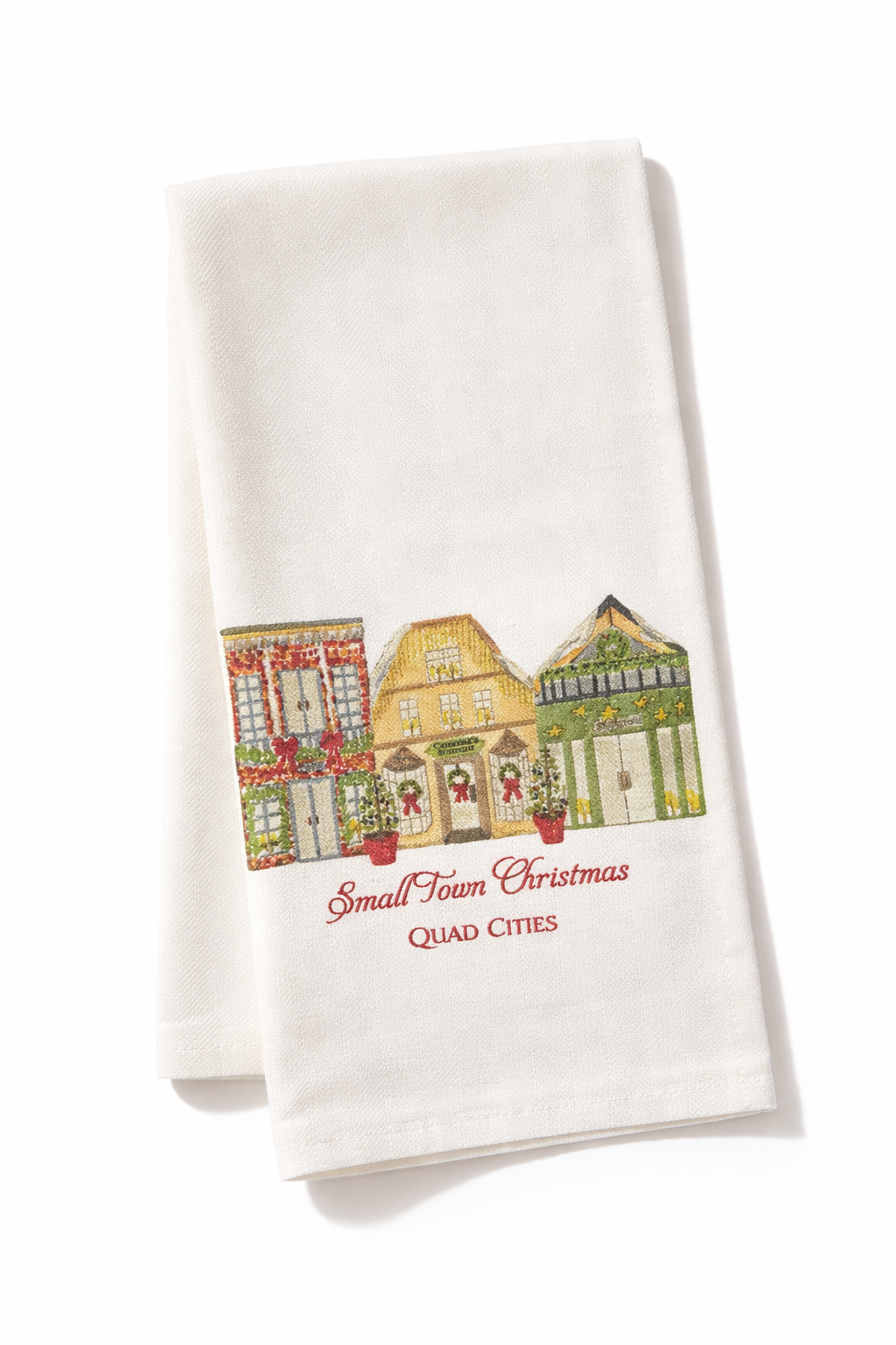 French Graffiti Small Town Christmas Tea Towel
