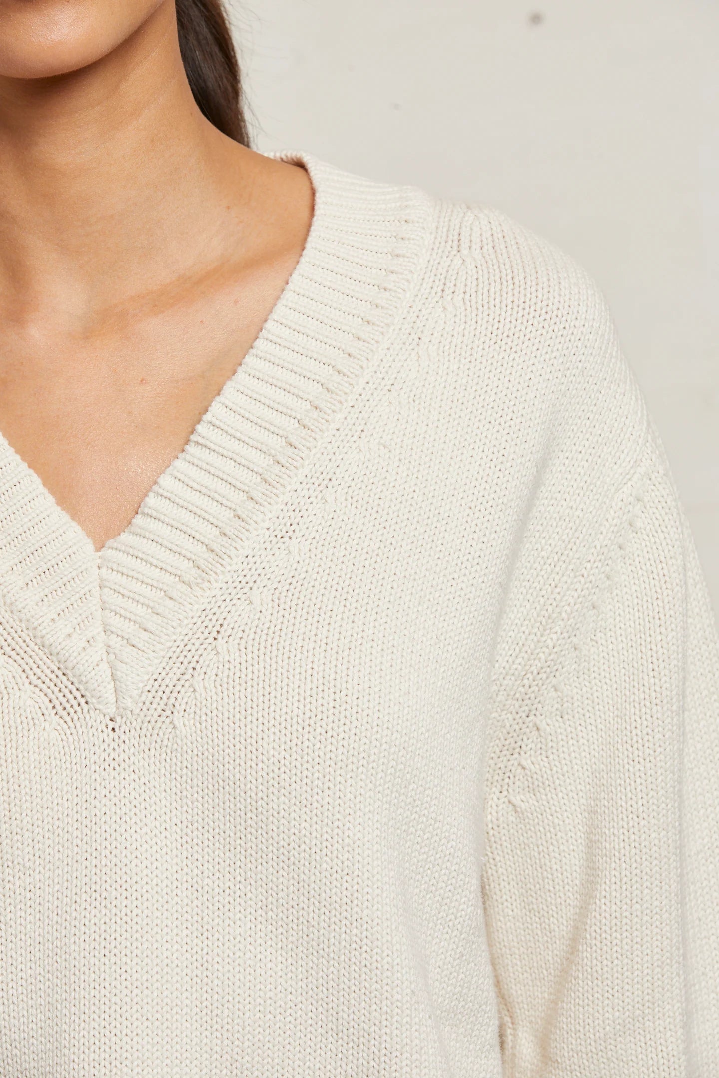 Perfect White Tee Addie Cotton Oversized V-Neck Sweater