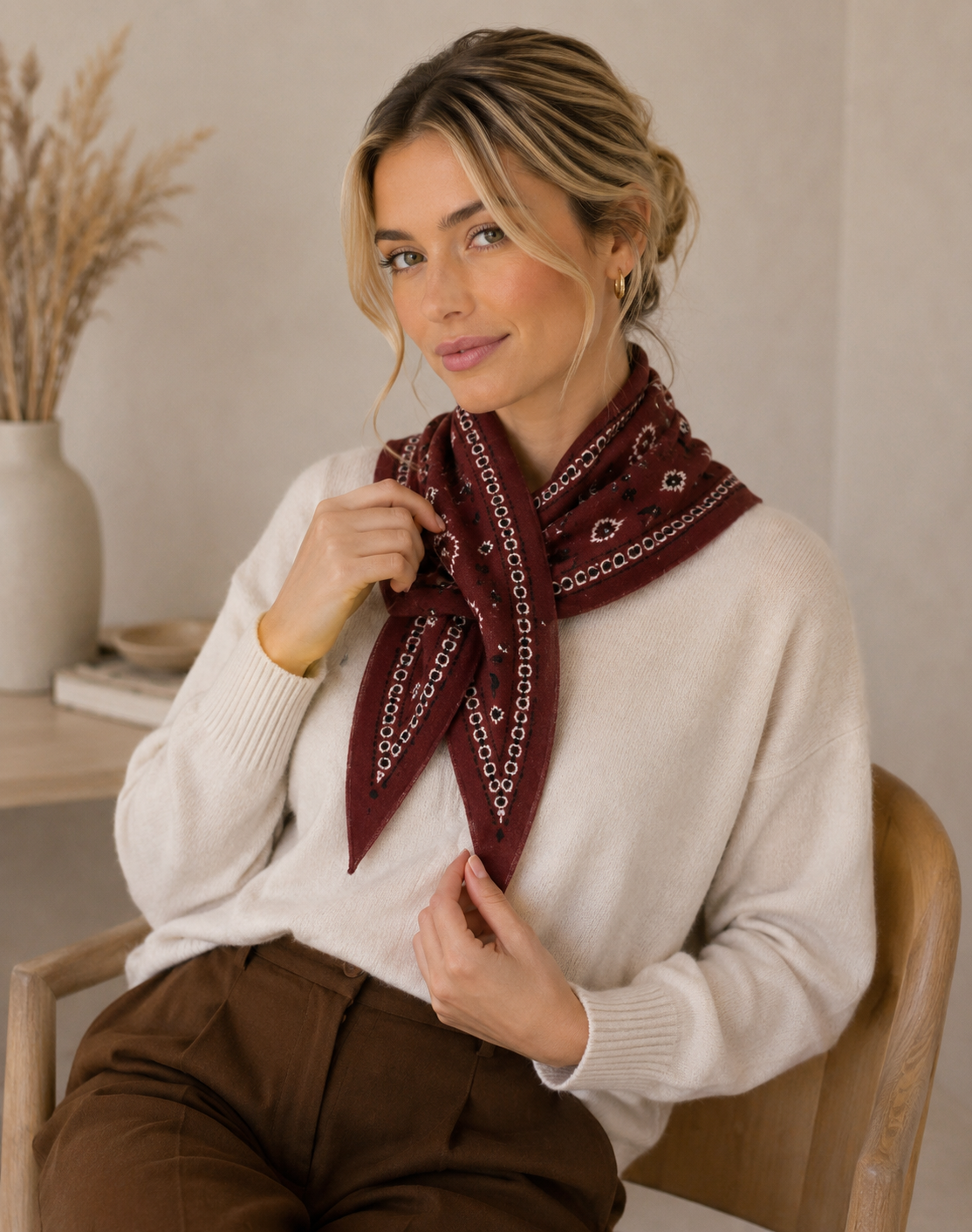 Catherine's Bandana Knit Scarf w/Pull through closure TR-15