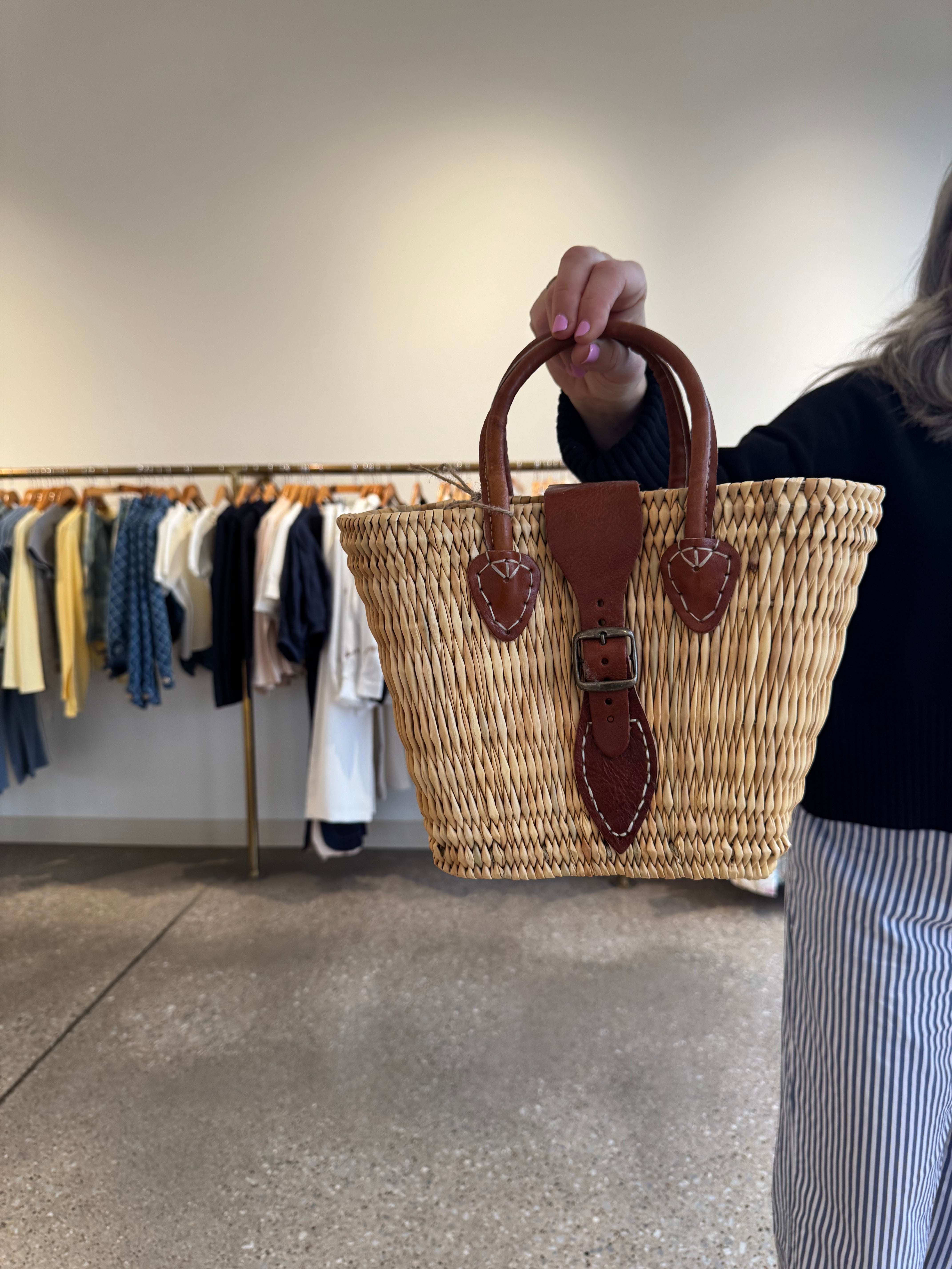 French Market Bags Reed Basket with Buckle  #12