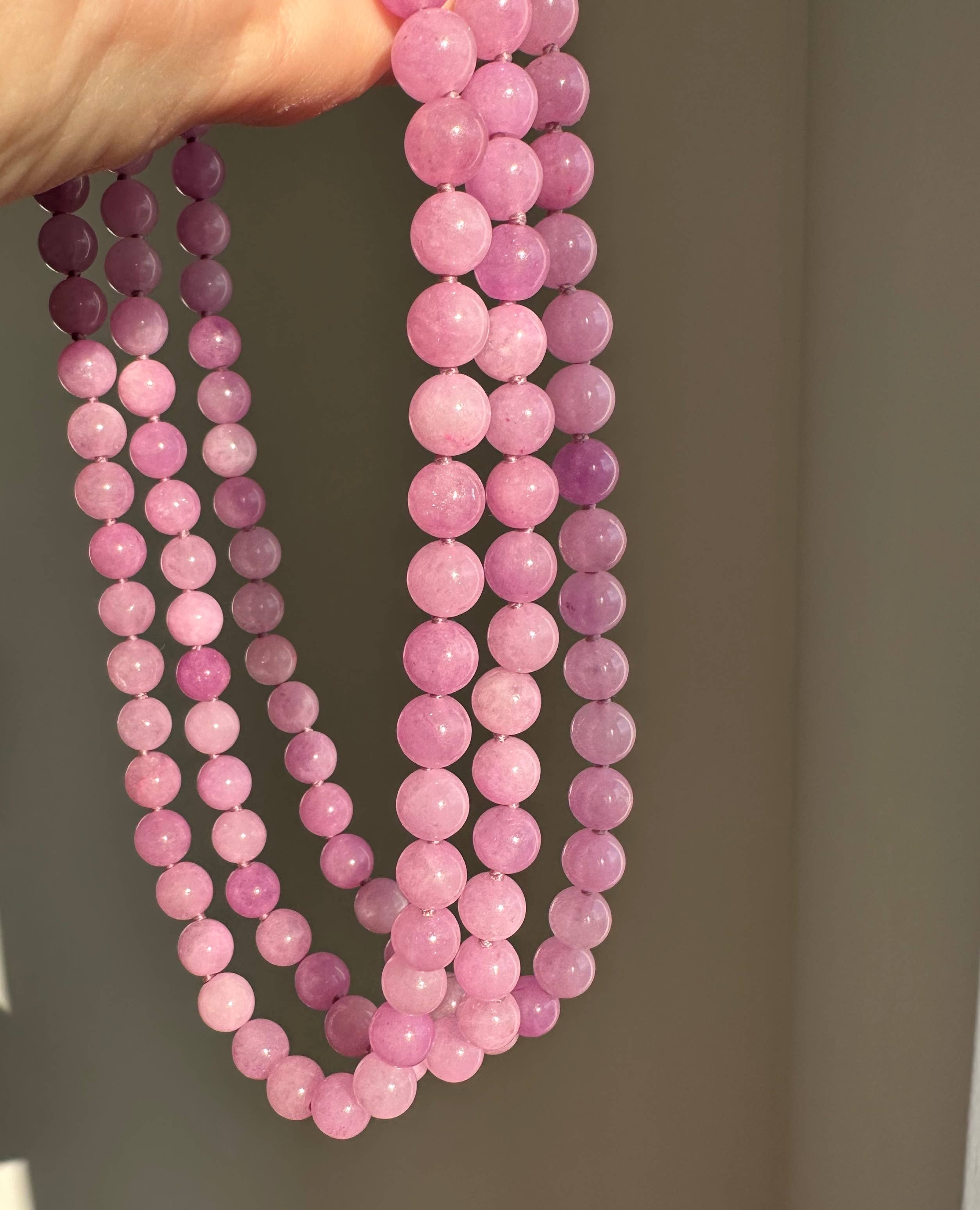 Anokhi Green Jade Necklace - Pink Lavender NKK15