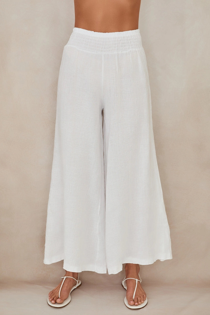 Milio Milano Linen Smocked Waist Palazzo Pant 80806