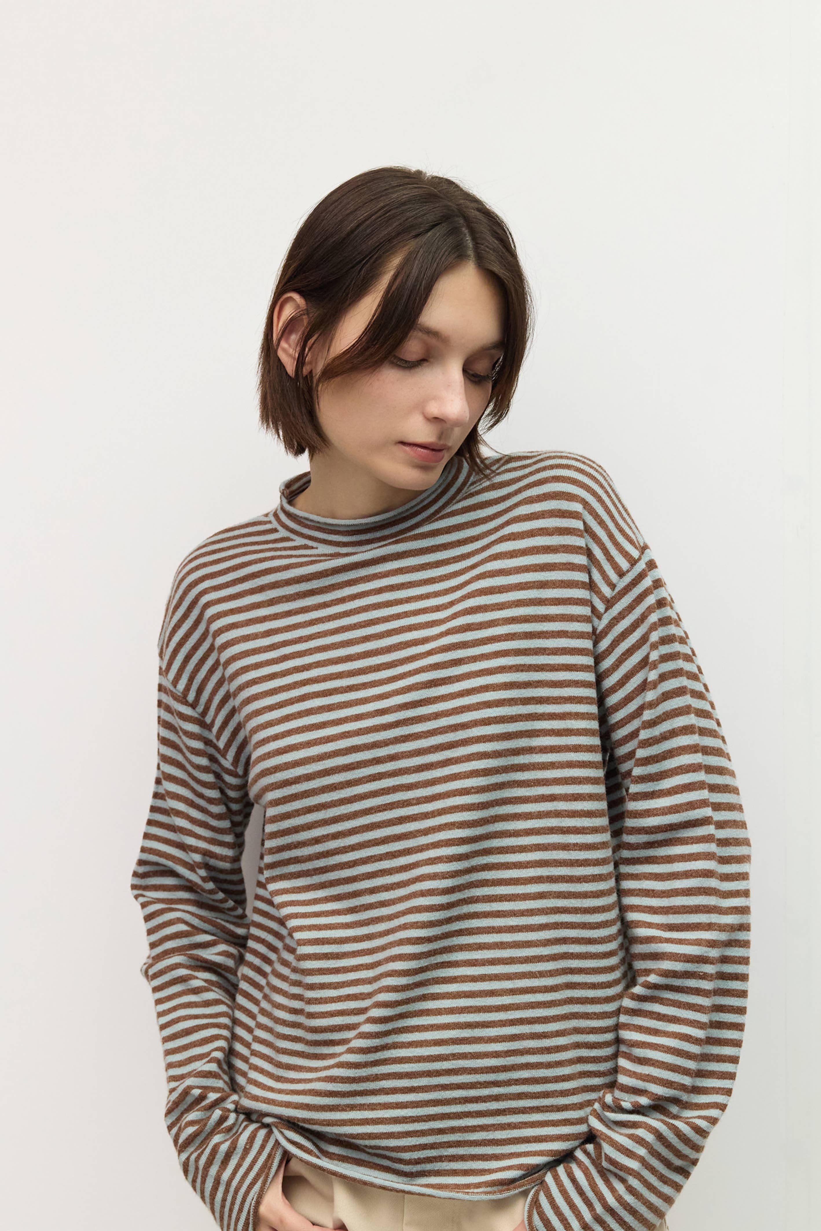 All Row The Cierra Sweater | Striped Mockneck Sweater