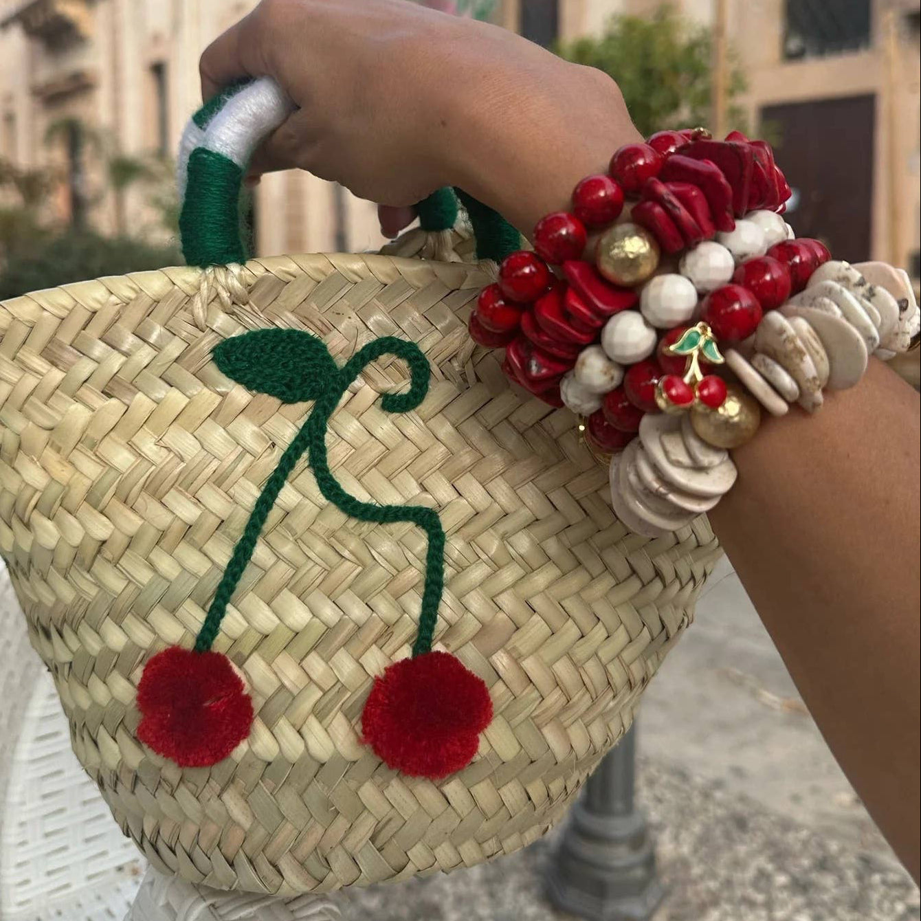 French Market Bags Small Handheld Bag With Fruit Embroidery