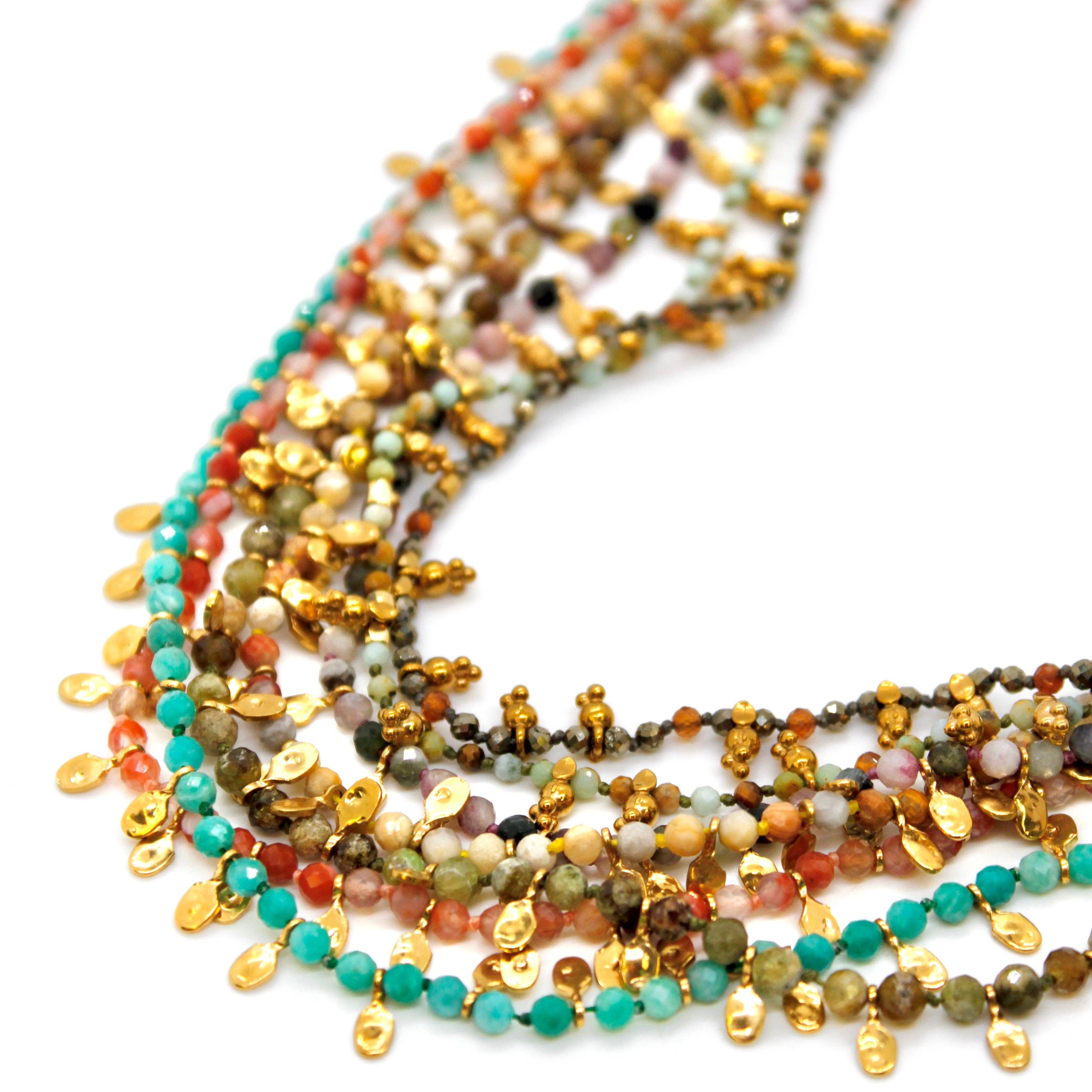Lizou Pyrite and Mini Gold Specks Long Necklace #16