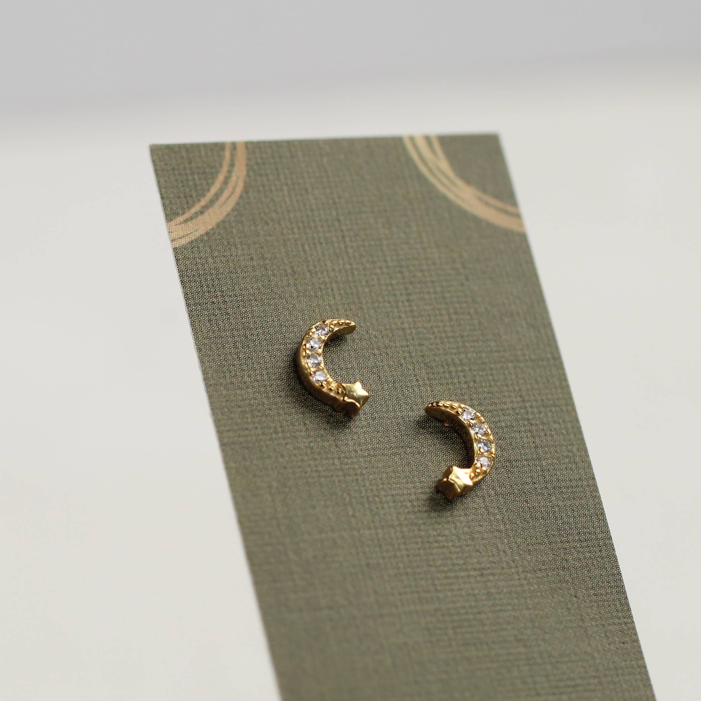 Silk Purse, Sow’s Ear Gold Vermeil Moon Stud Earrings