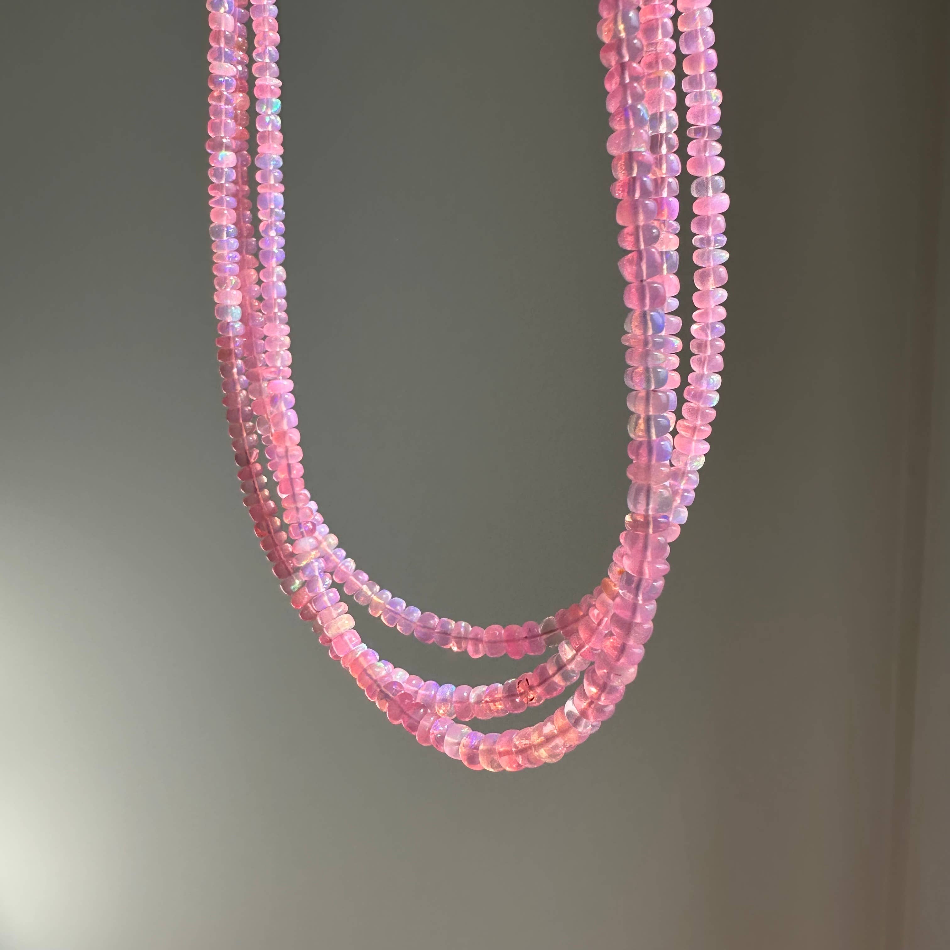 Anokhi Green Light Pink Ethiopian Opal Necklace NKB121