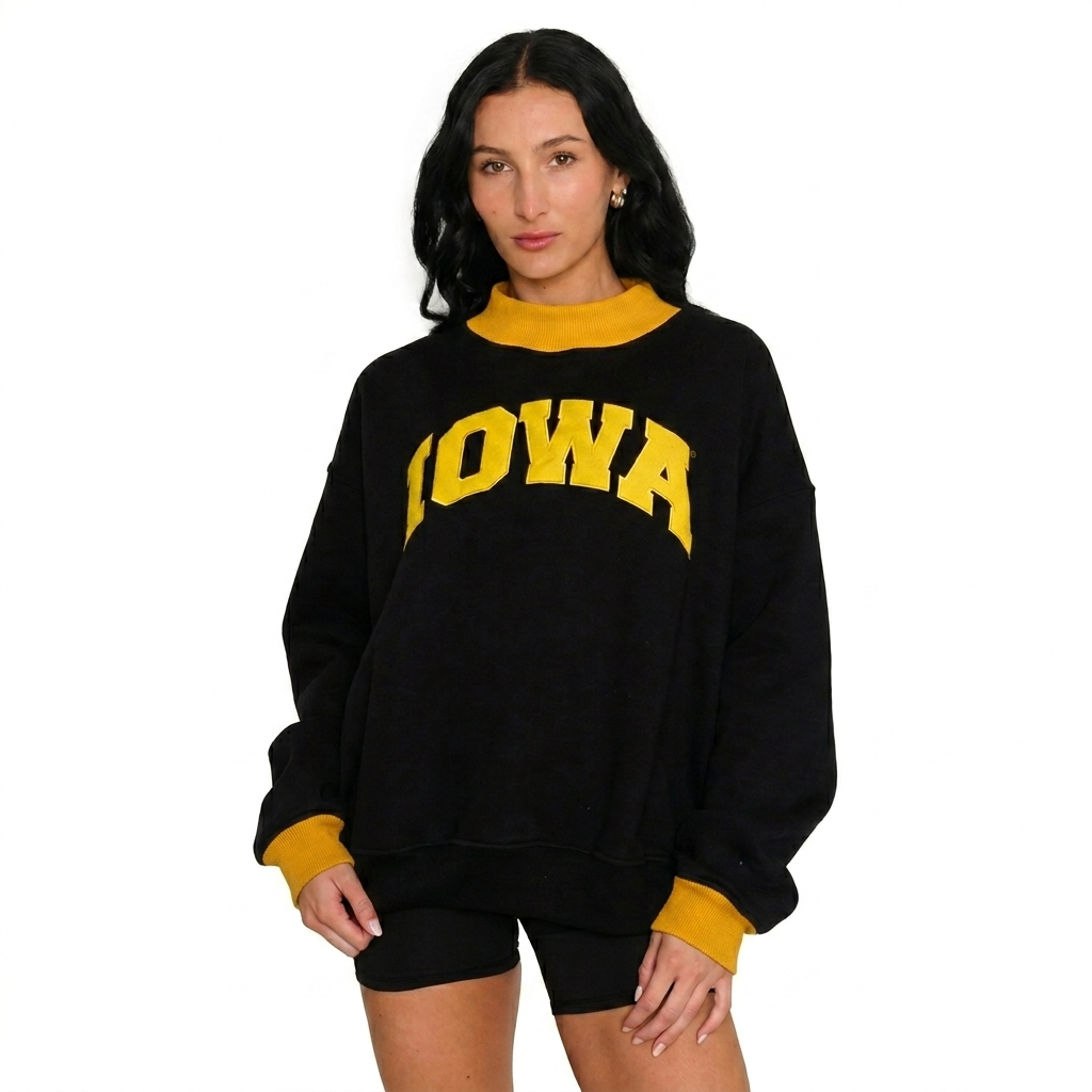 Lojo Iowa Hawkeyes Two Tone Mock Neck Sweatshirt