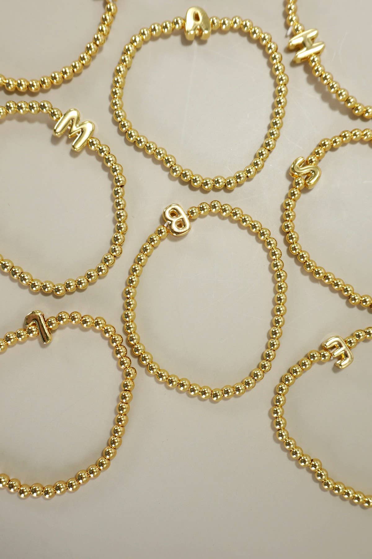 Josslyn Initial Monogram Bubble Stretch Bead Bracelet