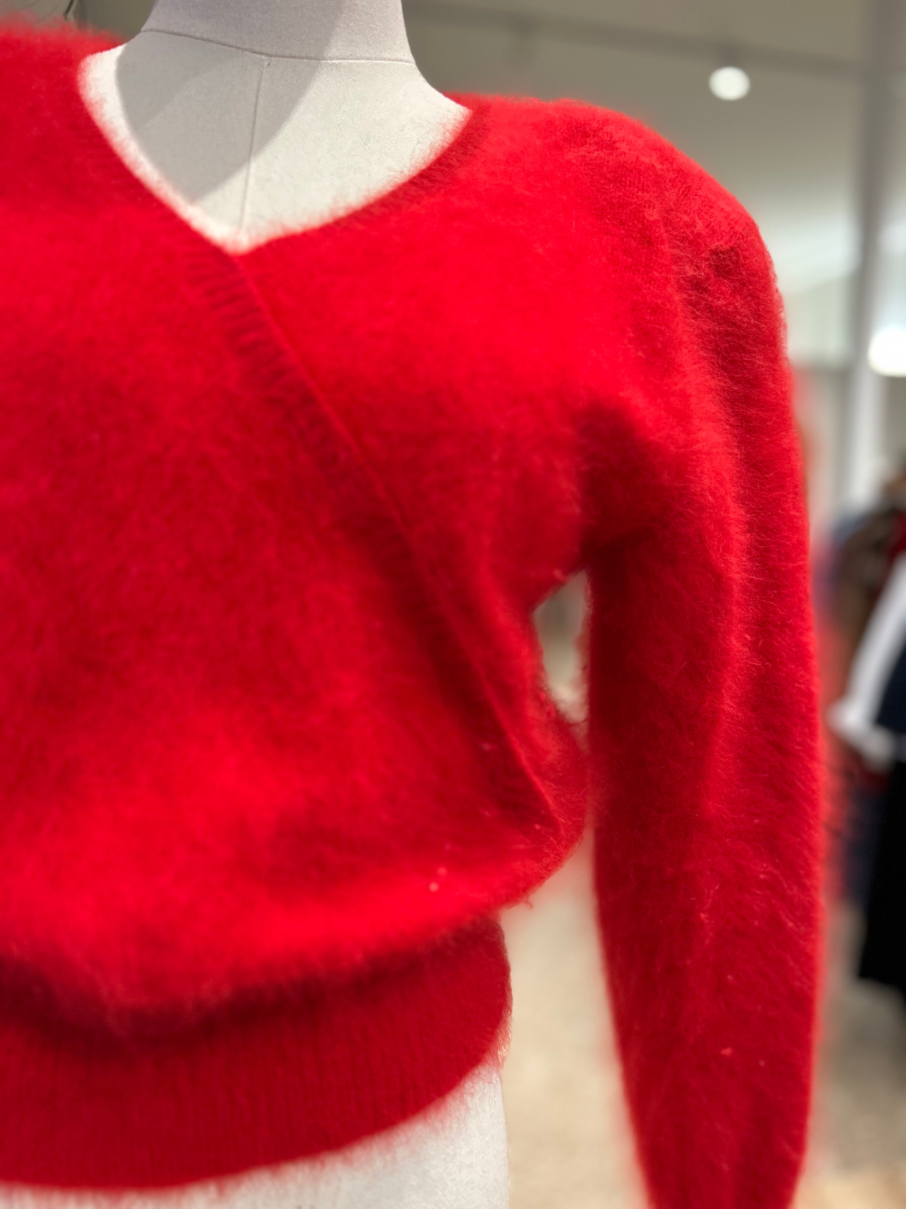 Paris Flea Market #71 Red Angora Wrap Sweater