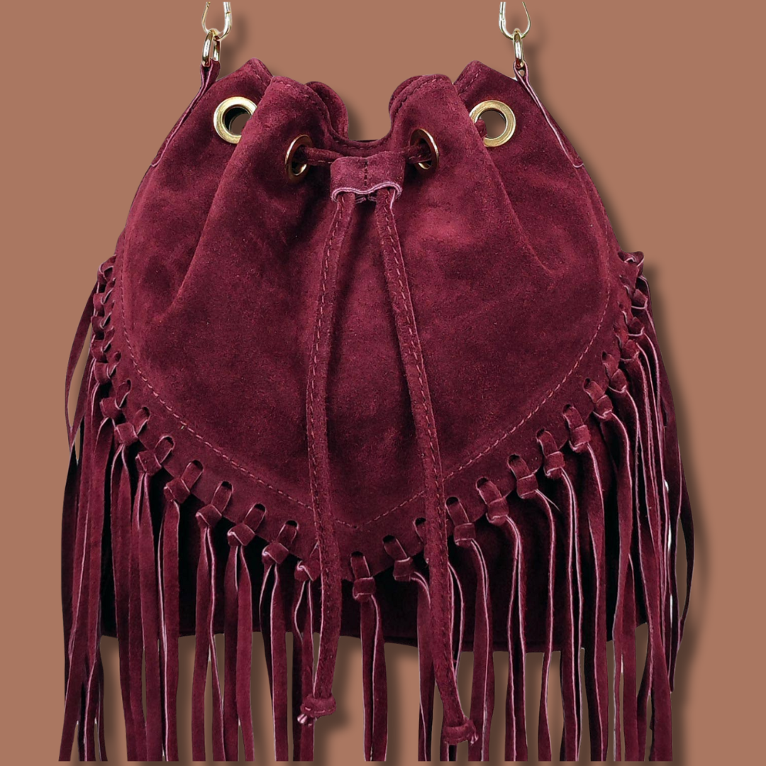 European Leather Collection Fringed Suede Bag