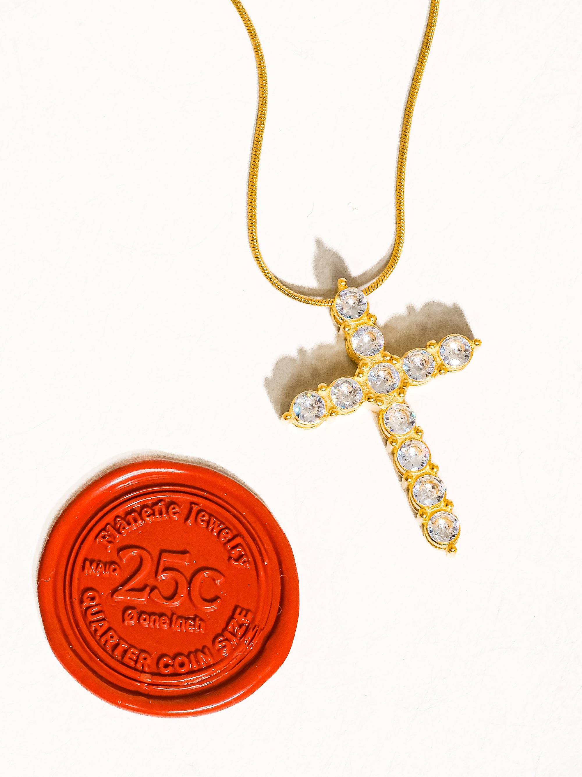 Flanerie Raeven 18K Gold Non-Tarnish CZ Cross Necklace